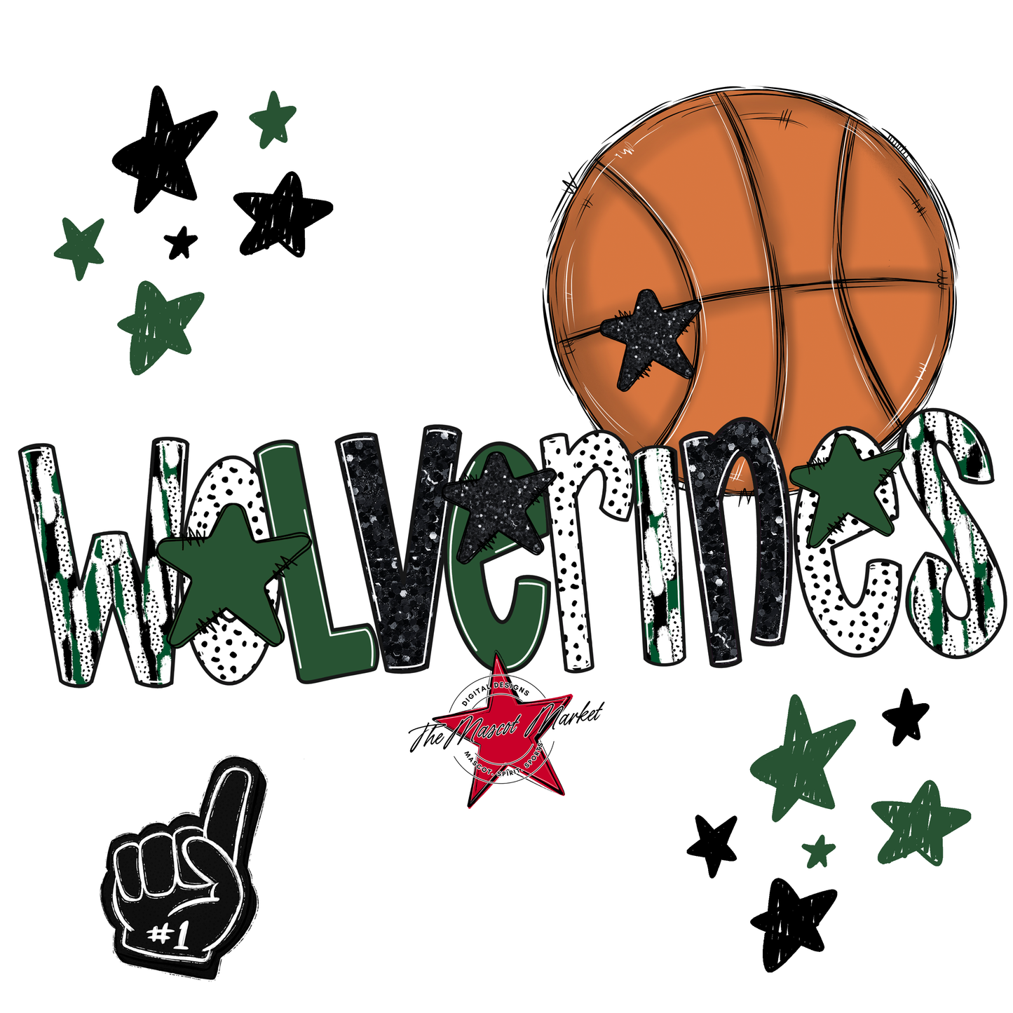 Wolverines Basketball Scrape-Green