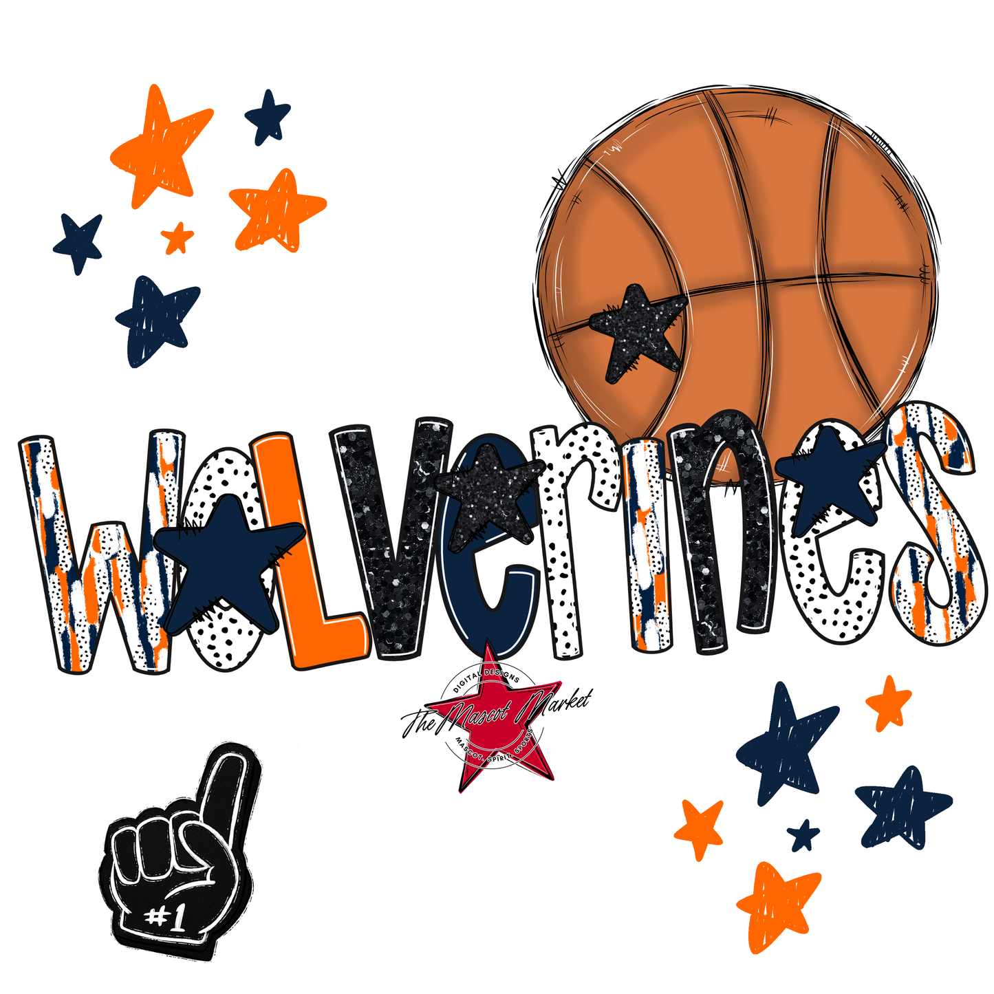 Wolverines Basketball Scrape-Navy-Orange