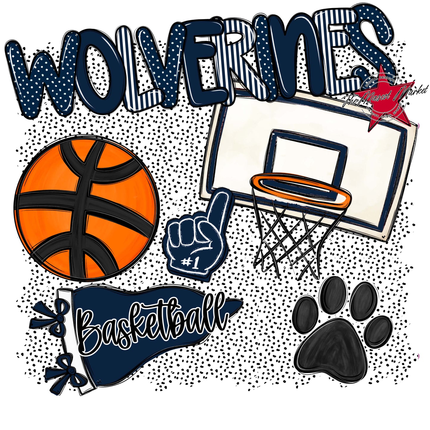 Wolverines Basketball Spirit-Navy