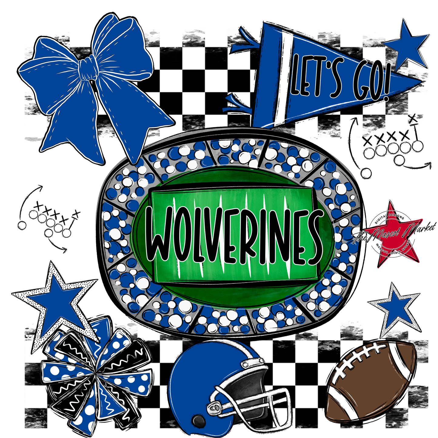 Wolverines Checkers Spirit Design-Off Blue