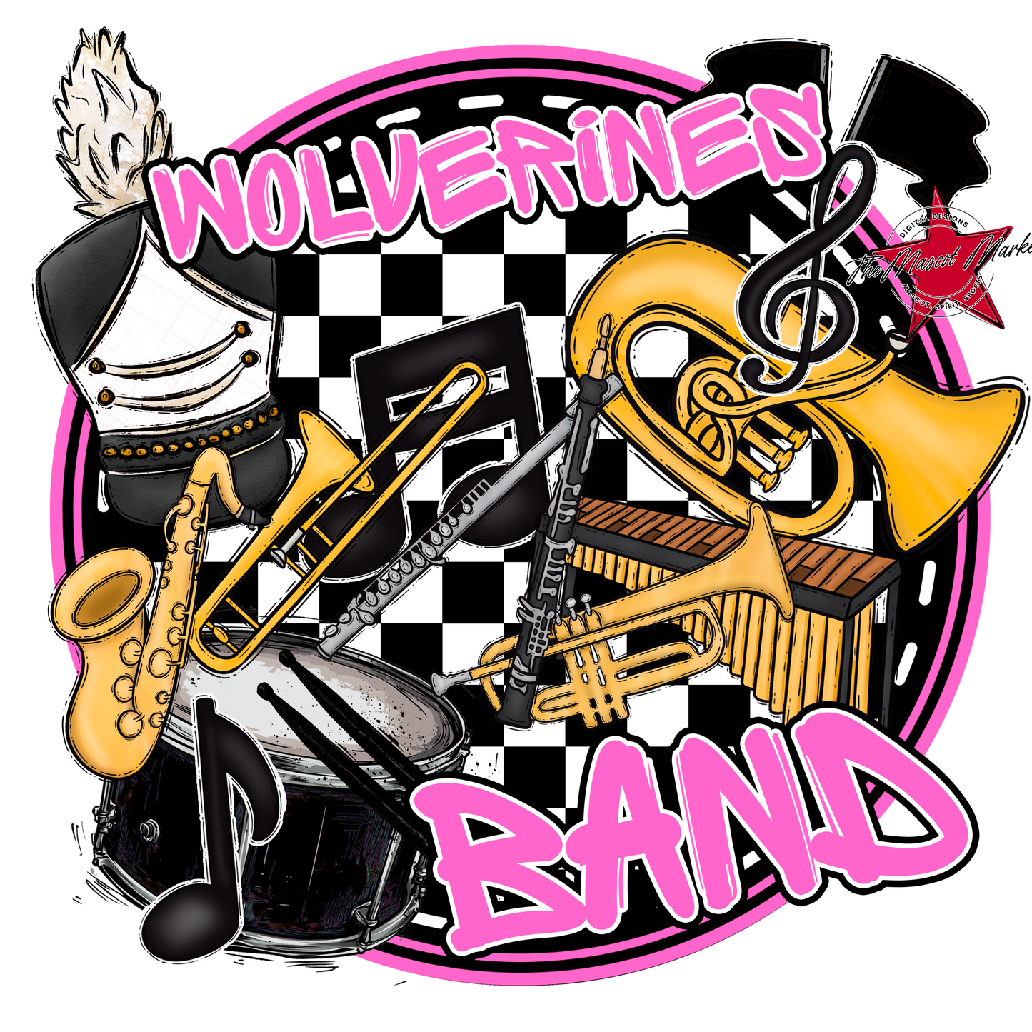 Wolverines Circle Band Design-Baby Pink