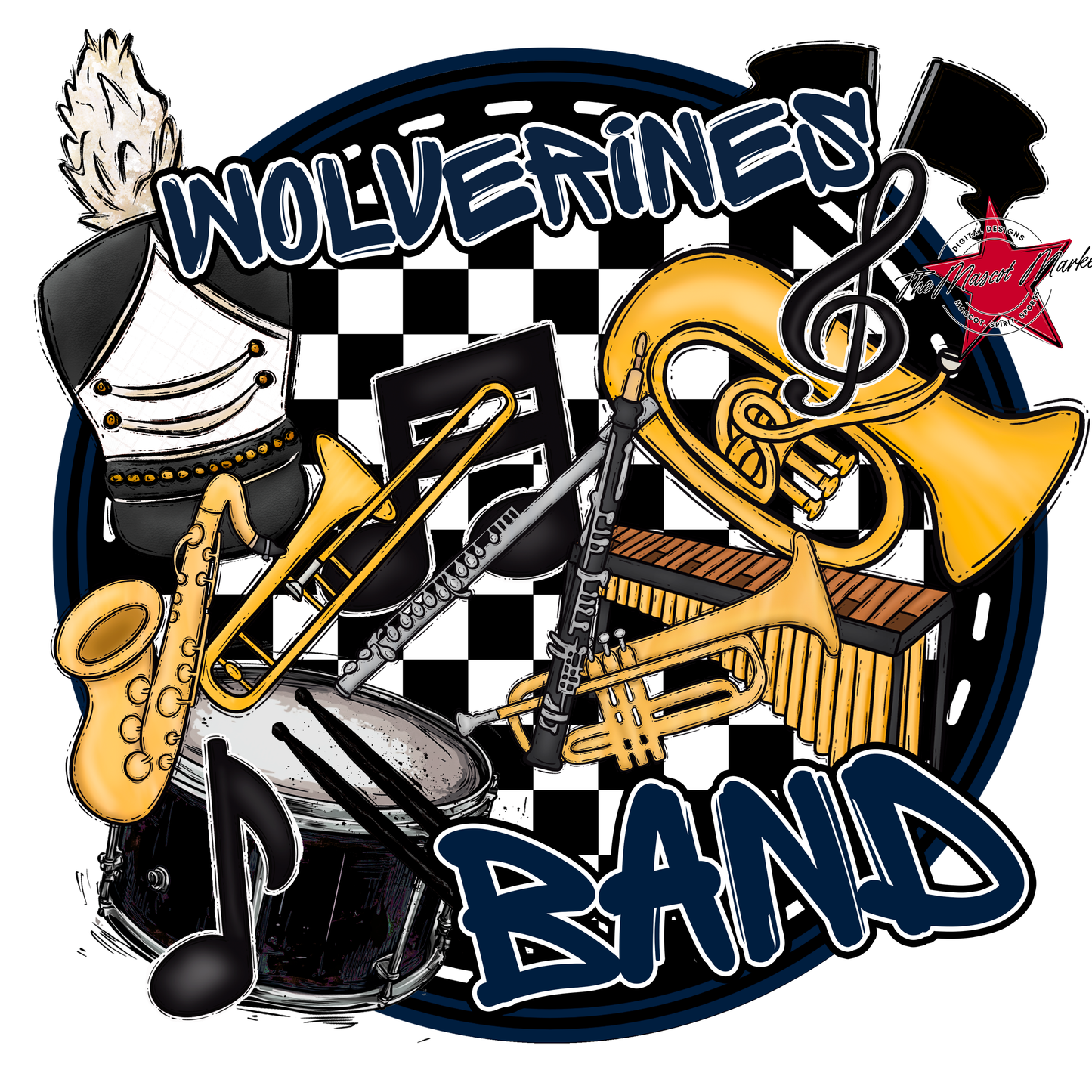 Wolverines Circle Band Design-Navy