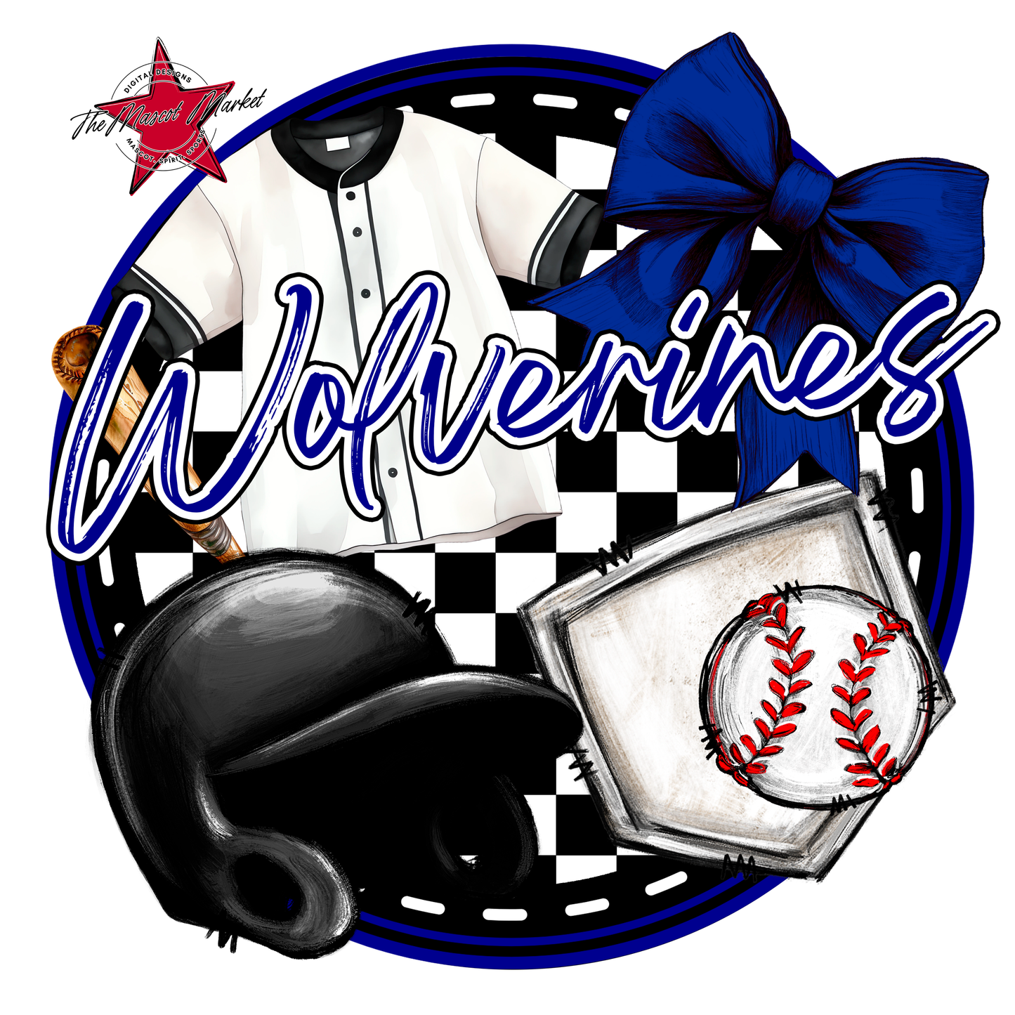 Wolverines Circle Baseball Design-Blue
