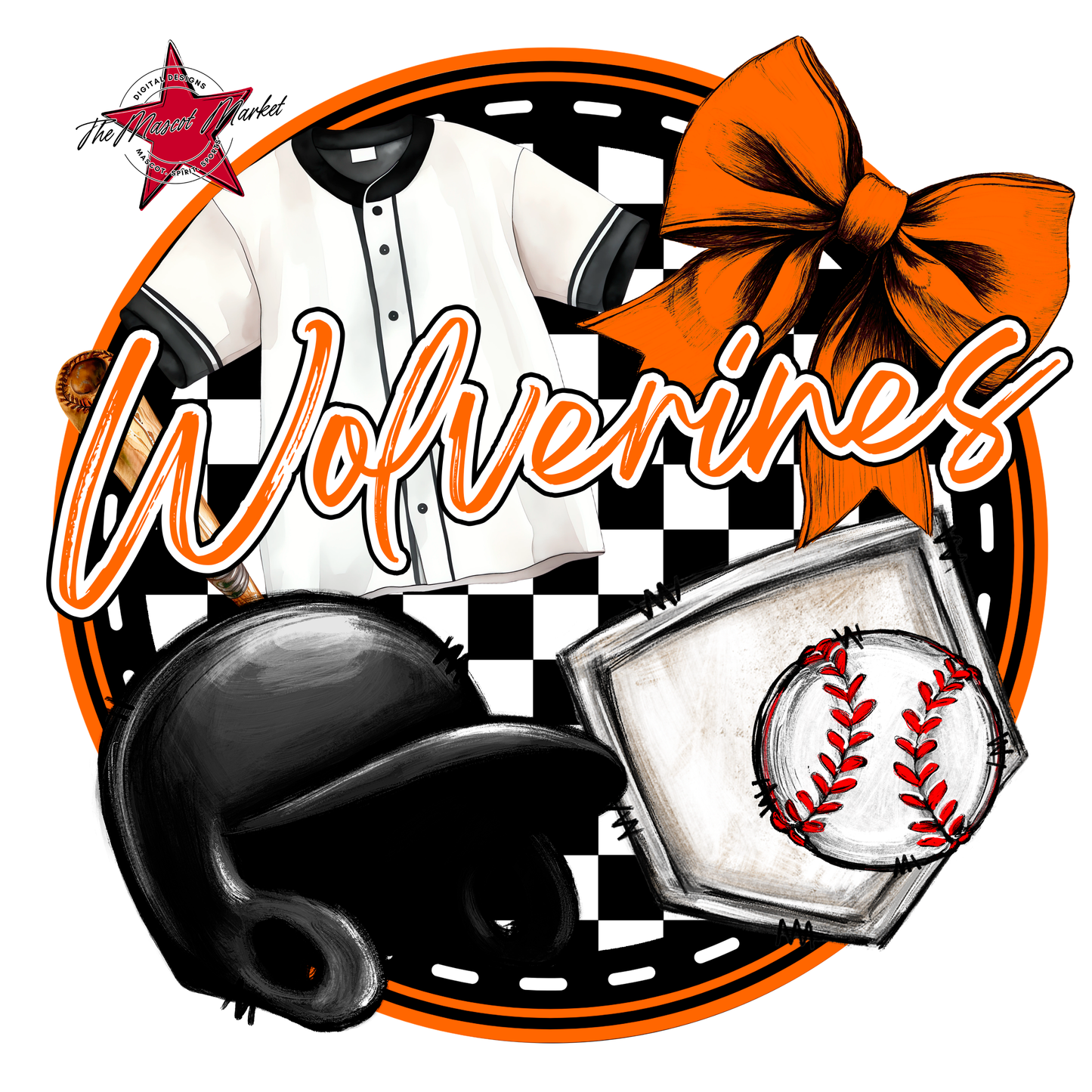 Wolverines Circle Baseball Design-Orange
