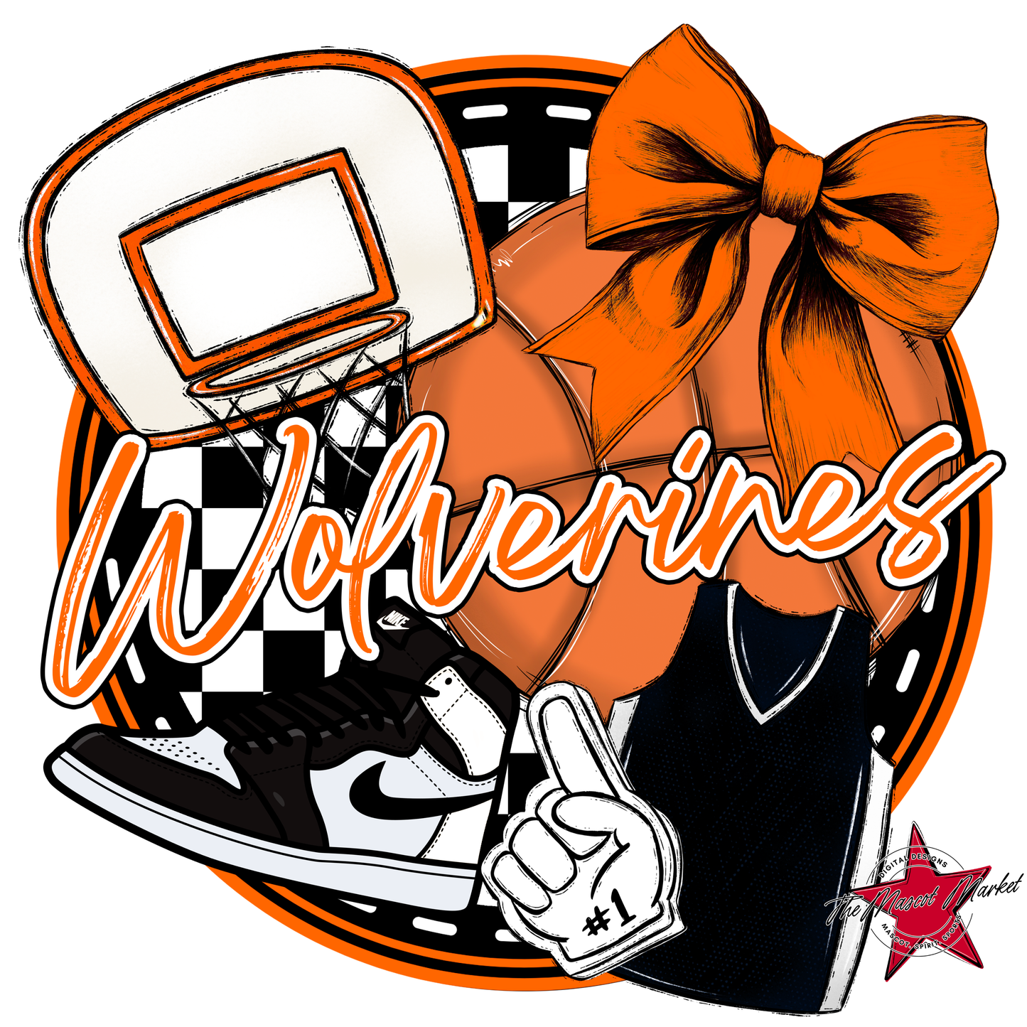 Wolverines Circle Basketball Design-Orange