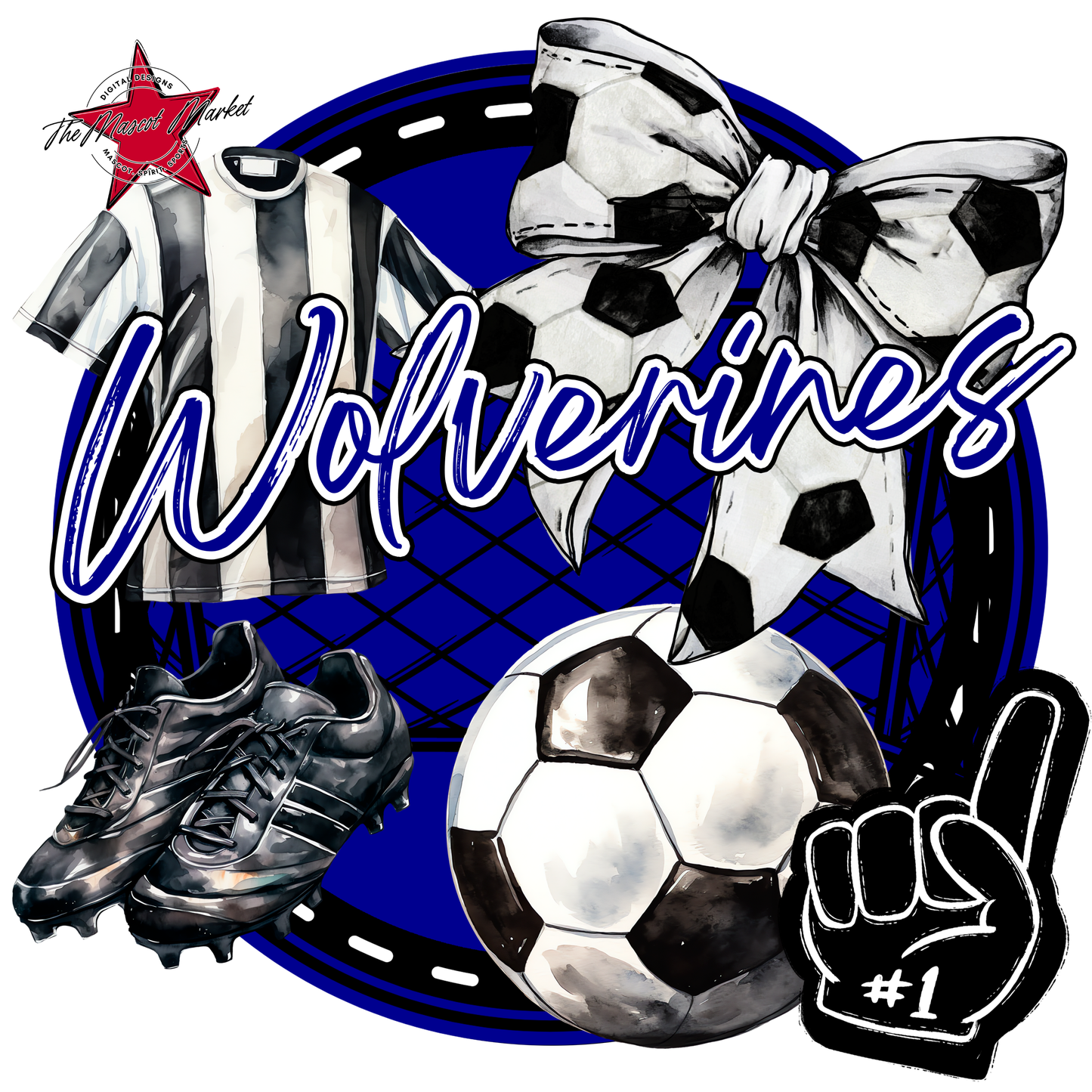 Wolverines Circle Soccer Design-Blue