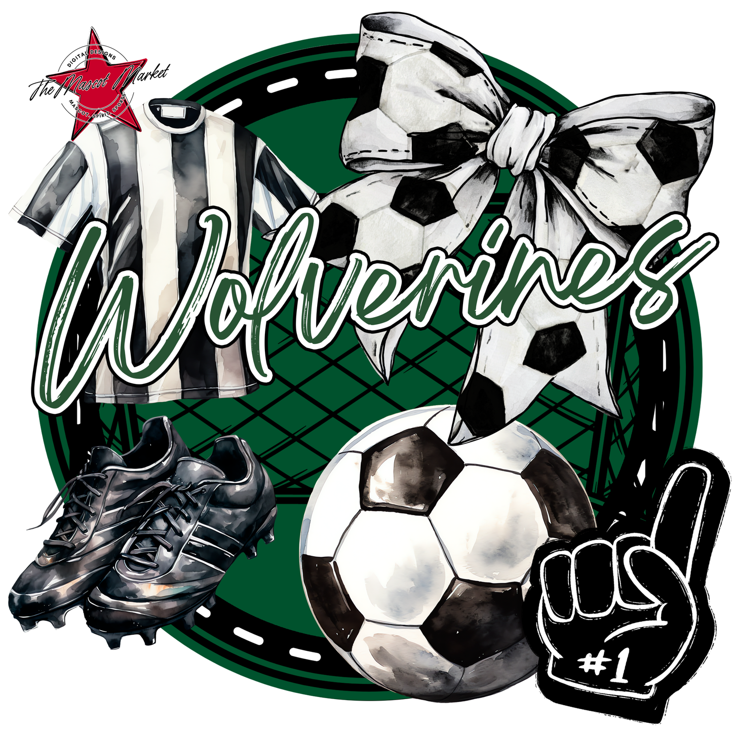 Wolverines Circle Soccer Design-Green