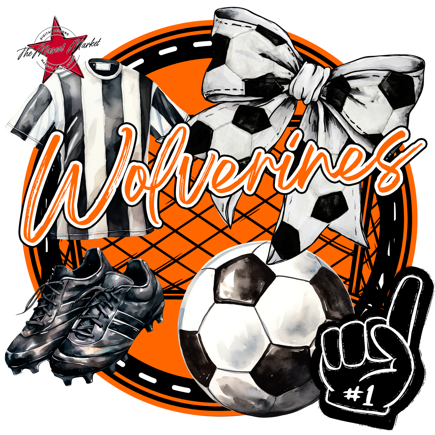 Wolverines Circle Soccer Design-Orange