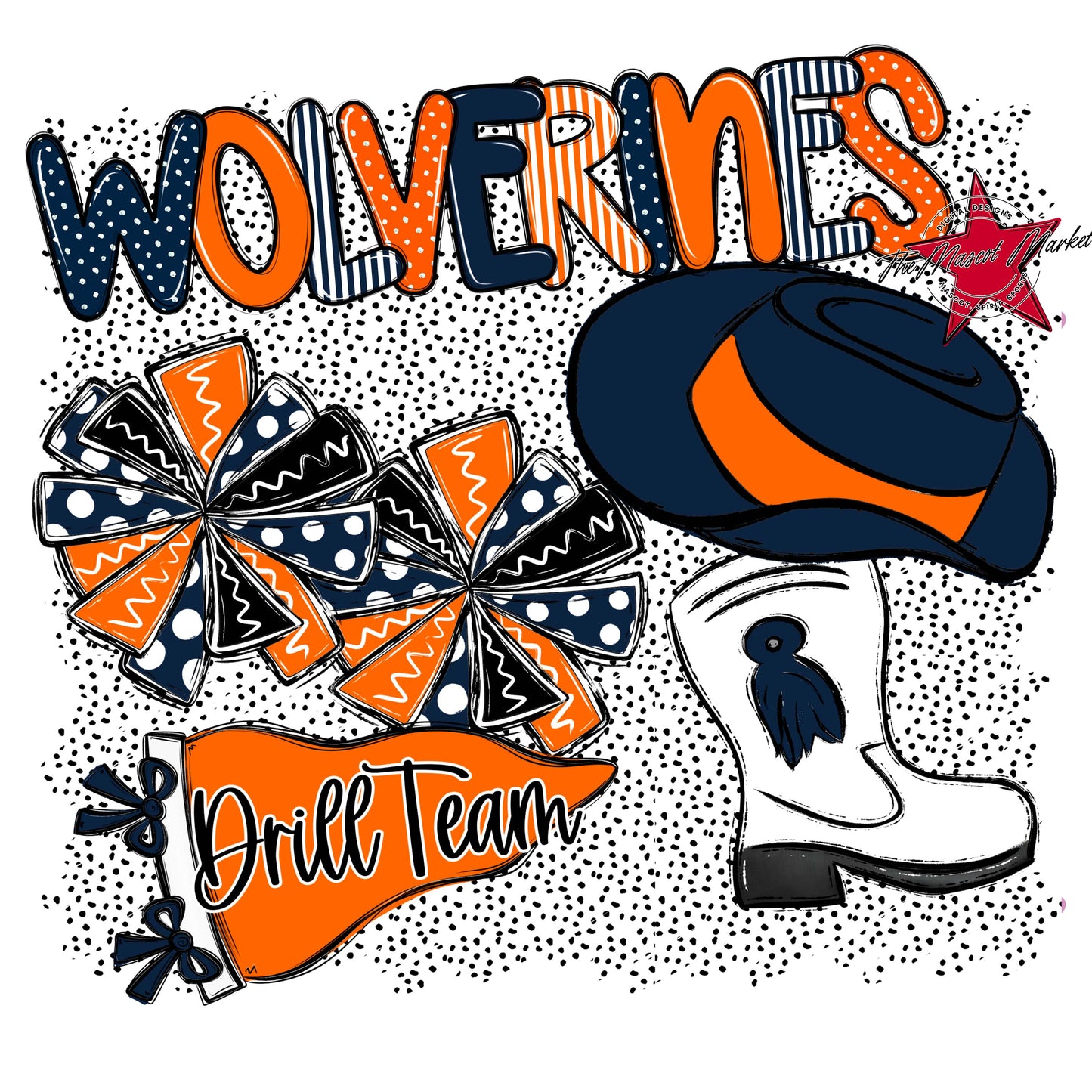 Wolverines Drillteam Spirit-Navy & Orange