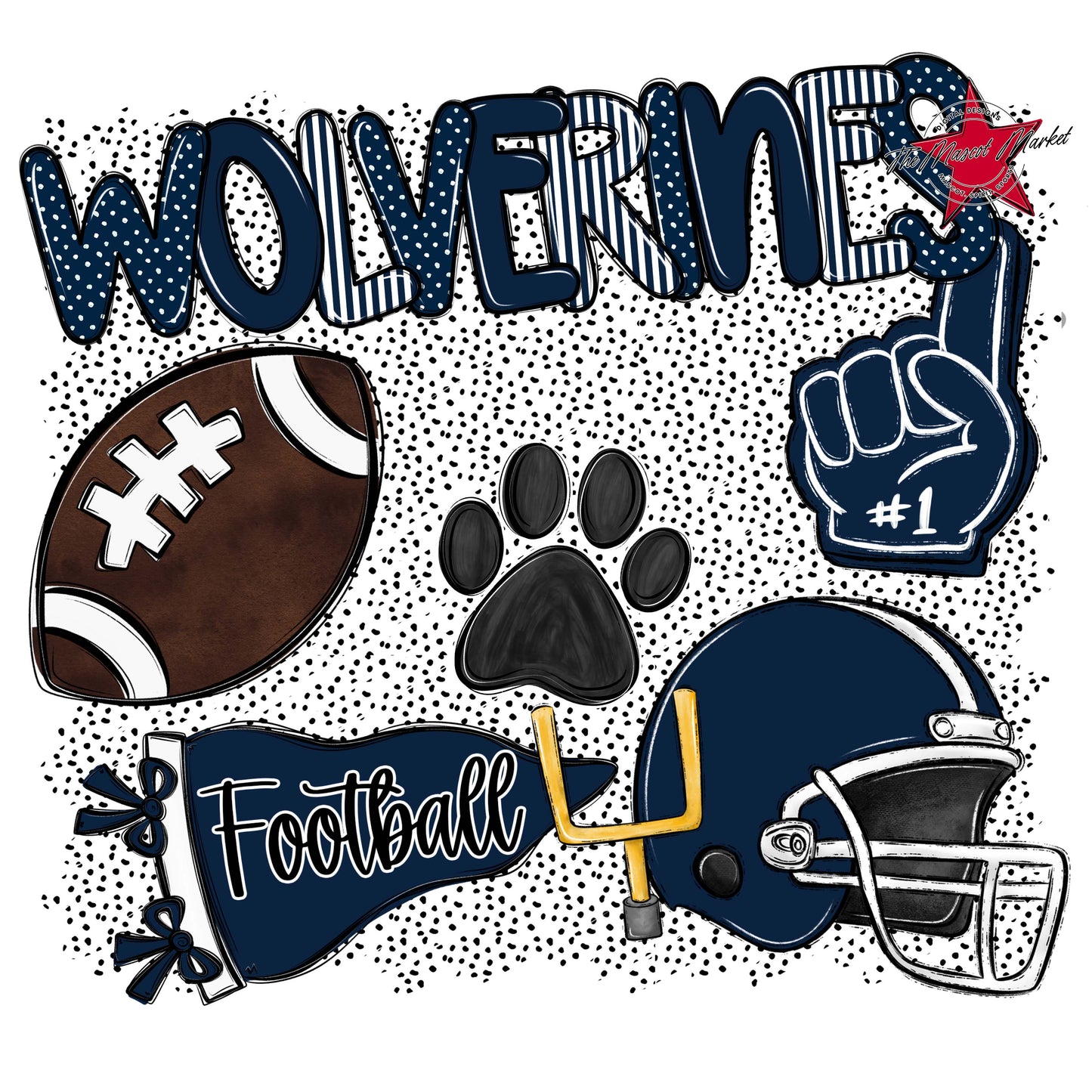 Wolverines Football Spirit-Navy