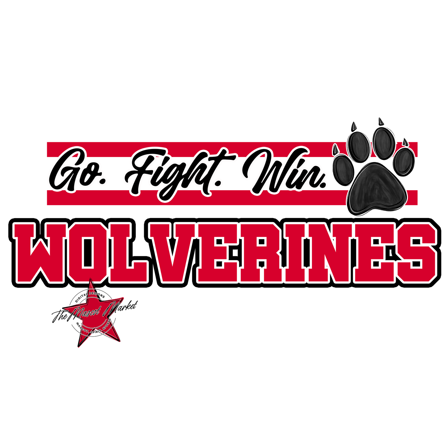 Wolverines Go Fight Win Mascot Lines-Red