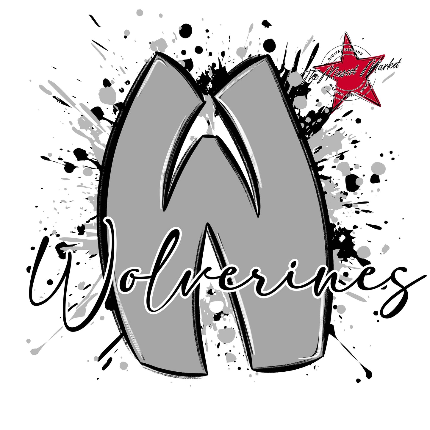 Wolverines Mascot Splatter-Grey