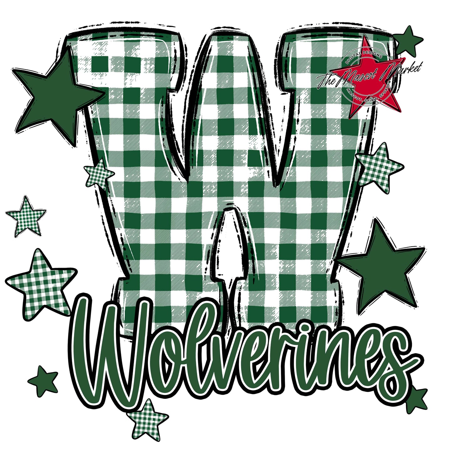 Wolverines Plaid Star Design-Green