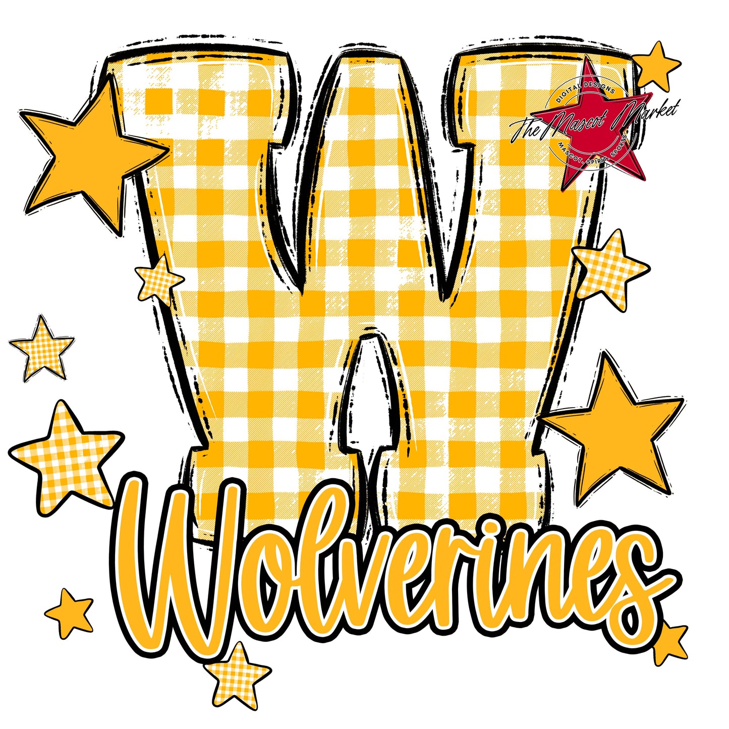 Wolverines Plaid Star Design-Yellow