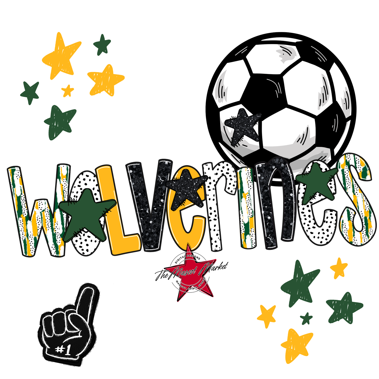 Wolverines Soccer Scrape-Green-Yellow