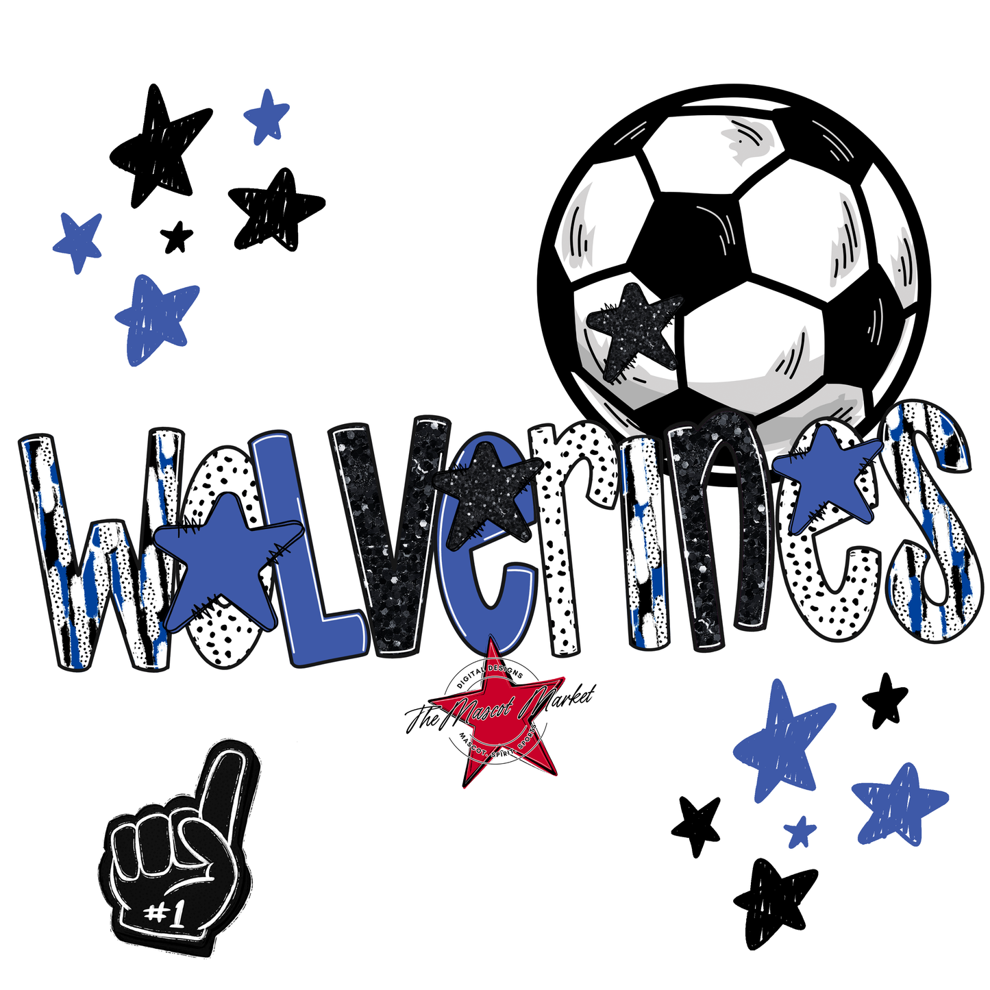 Wolverines Soccer Scrape-Off Blue