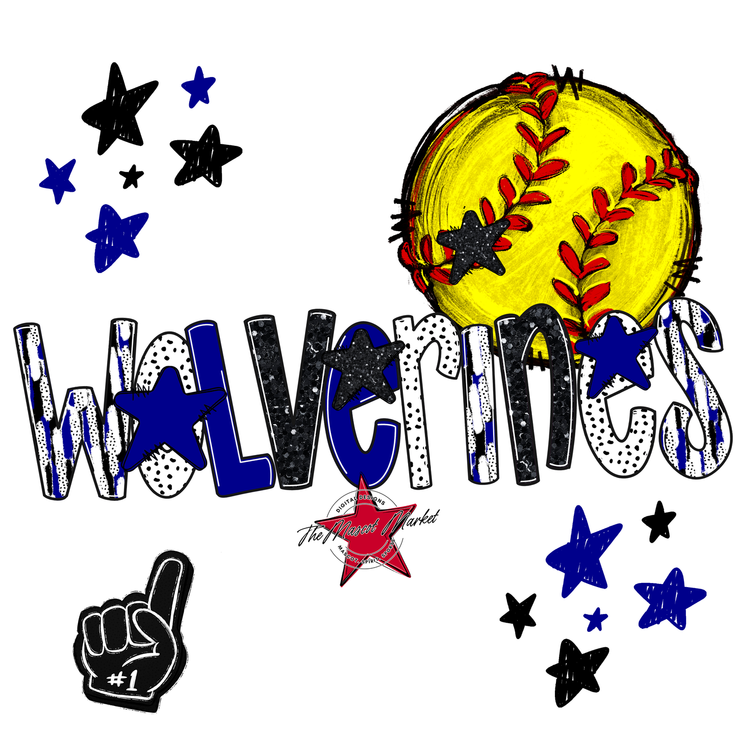 Wolverines Softball Scrape-Blue
