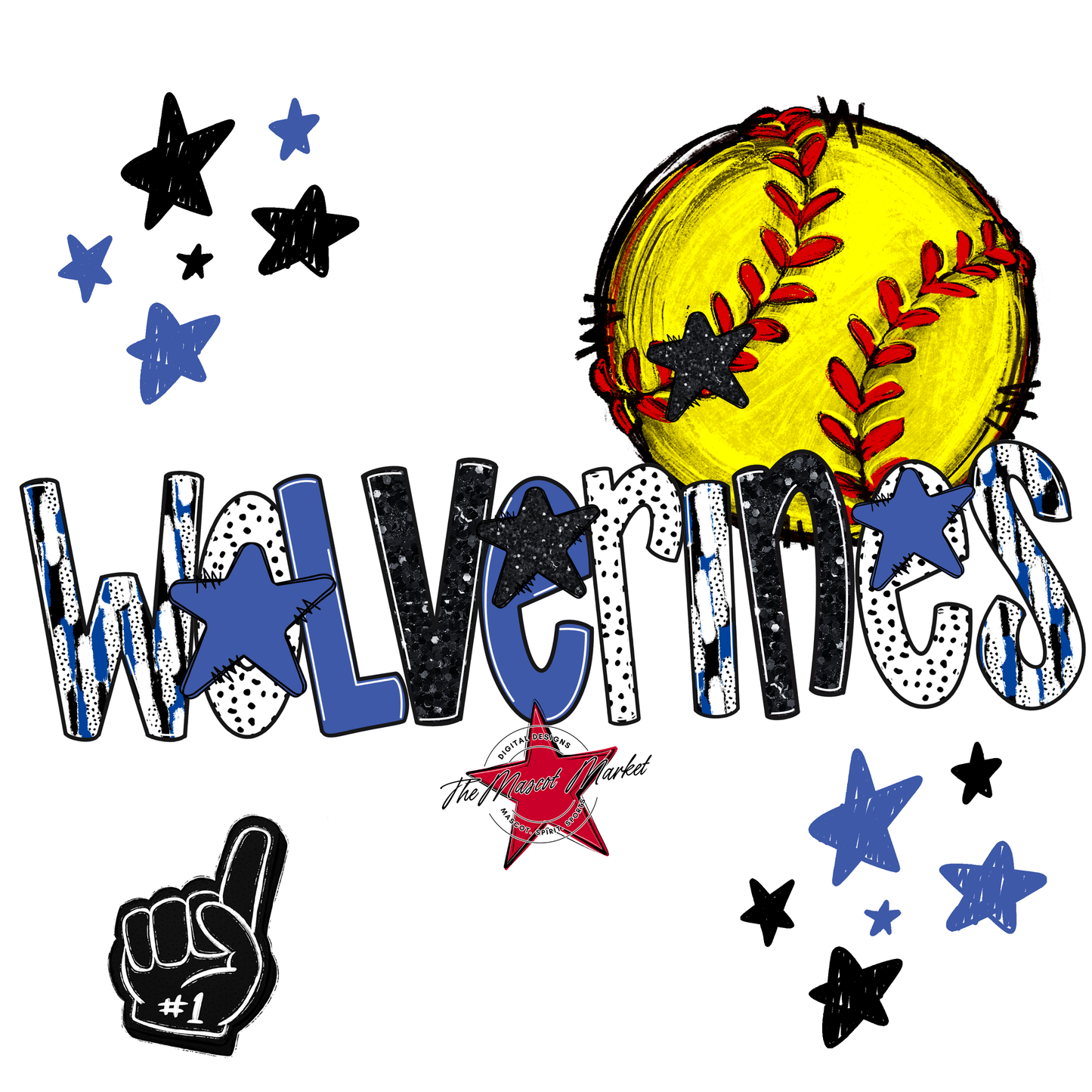 Wolverines Softball Scrape-Off Blue