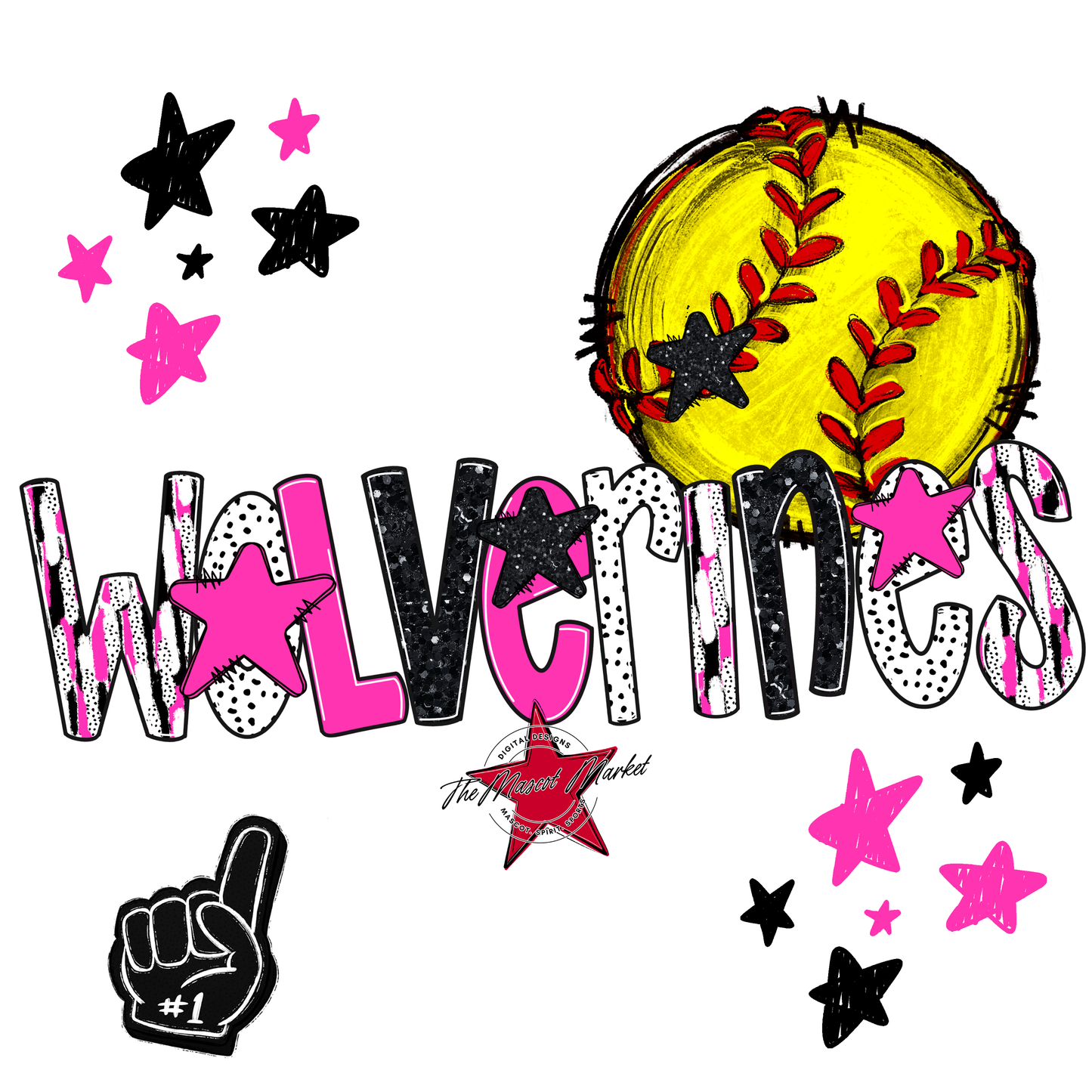 Wolverines Softball Scrape-Pink