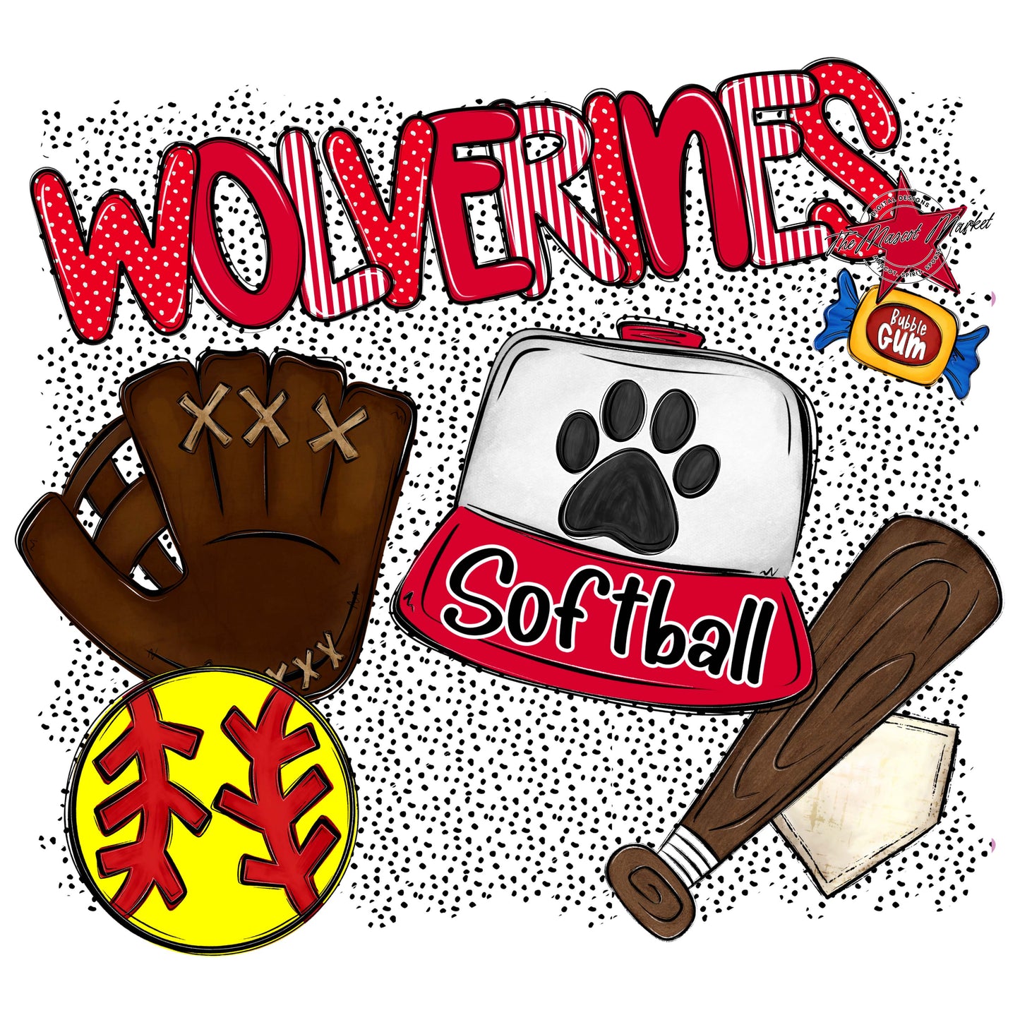 Wolverines Softball Spirit-Red