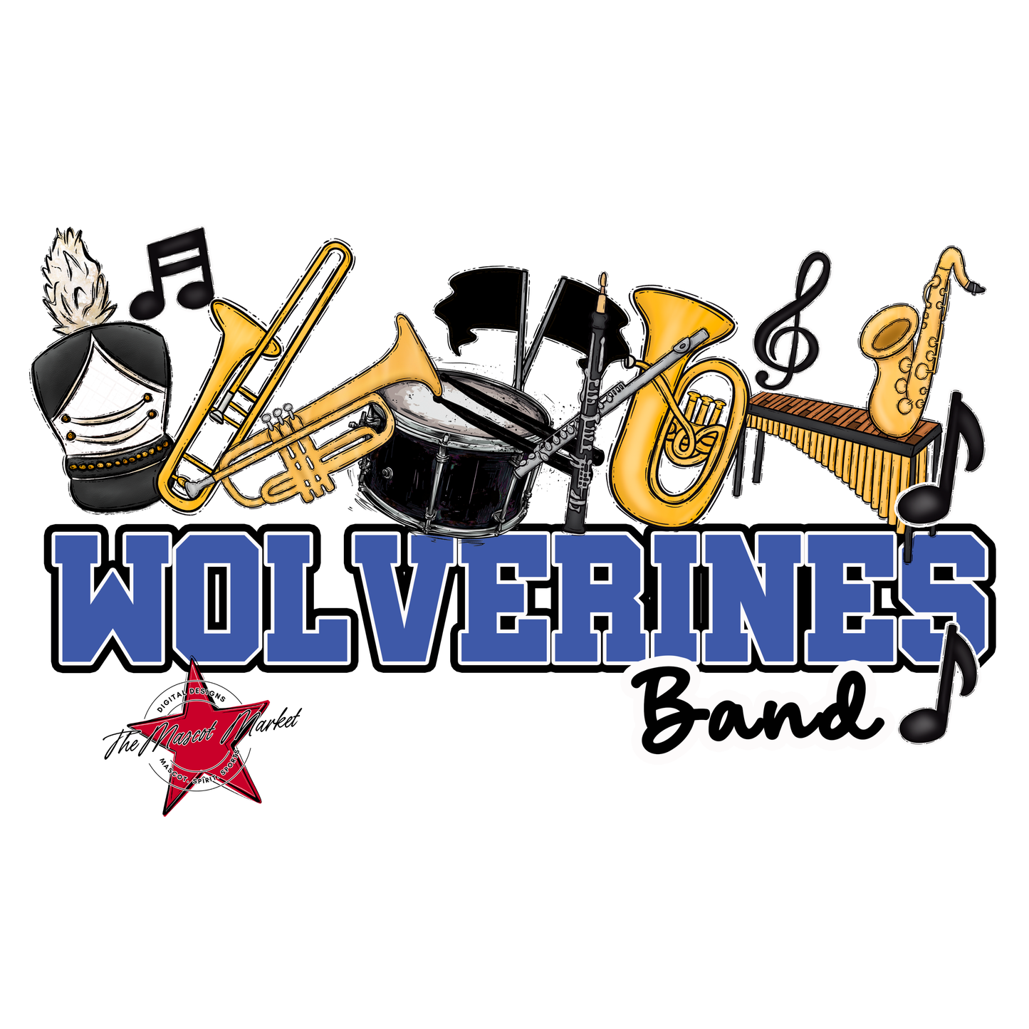 Wolverines Varsity Band-Off Blue