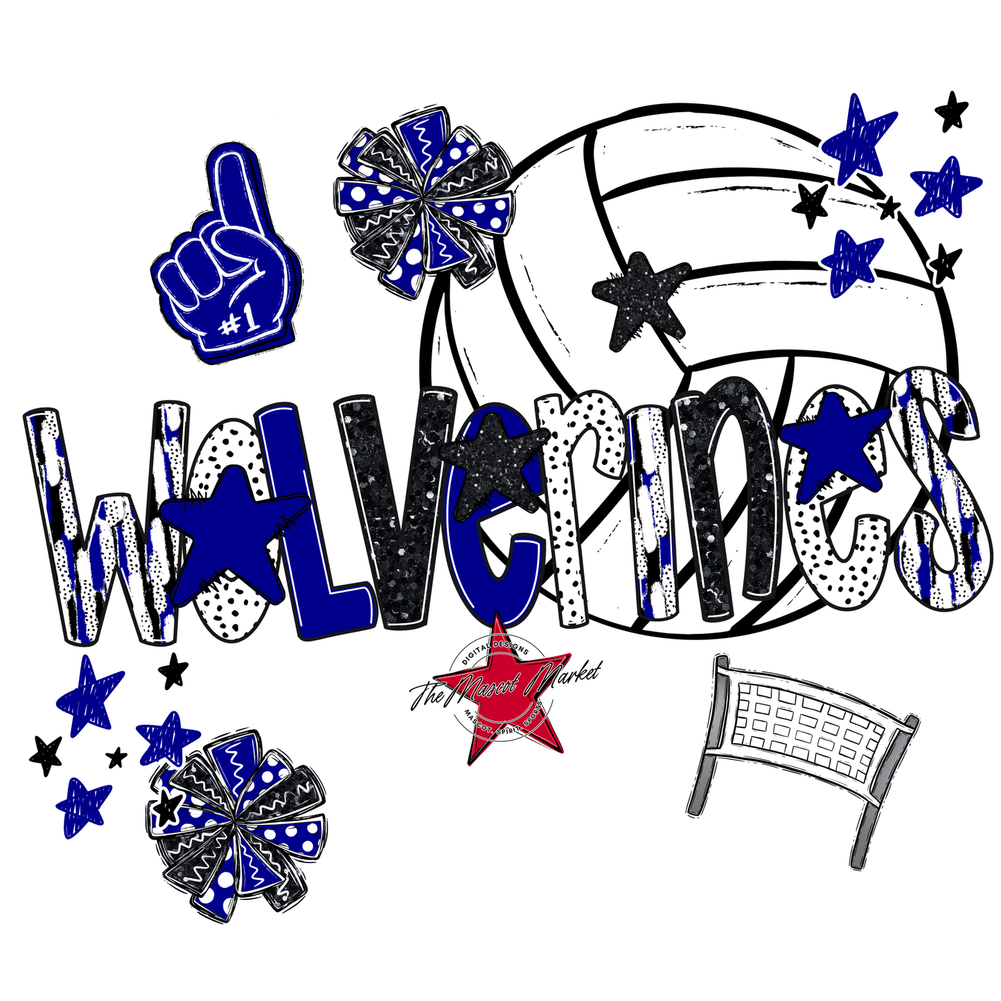 Wolverines Volleyball Scrape-Blue