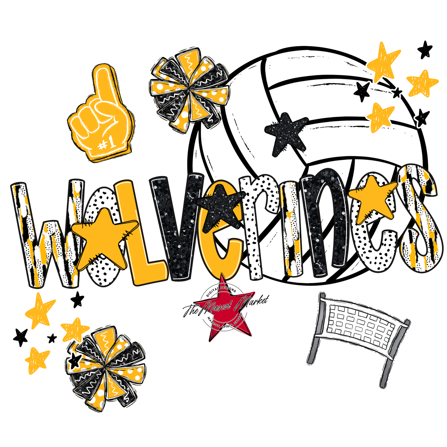 Wolverines Volleyball Scrape-Yellow