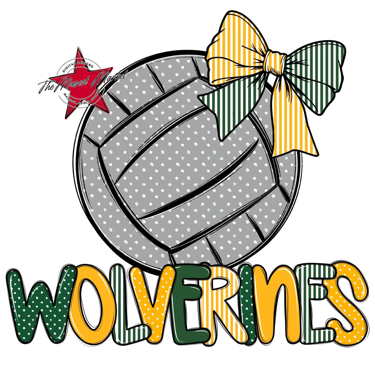 Wolverines Volleyball Spirit Design-Green & Yellow