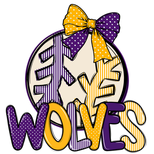 Wolves Baseball-Softball Spirit Design-Purple & Yellow