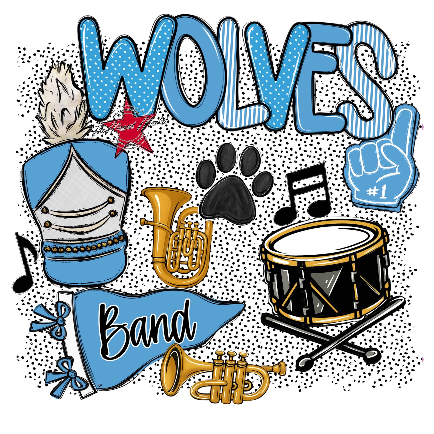 Wolves Band Spirit-Carolina Blue
