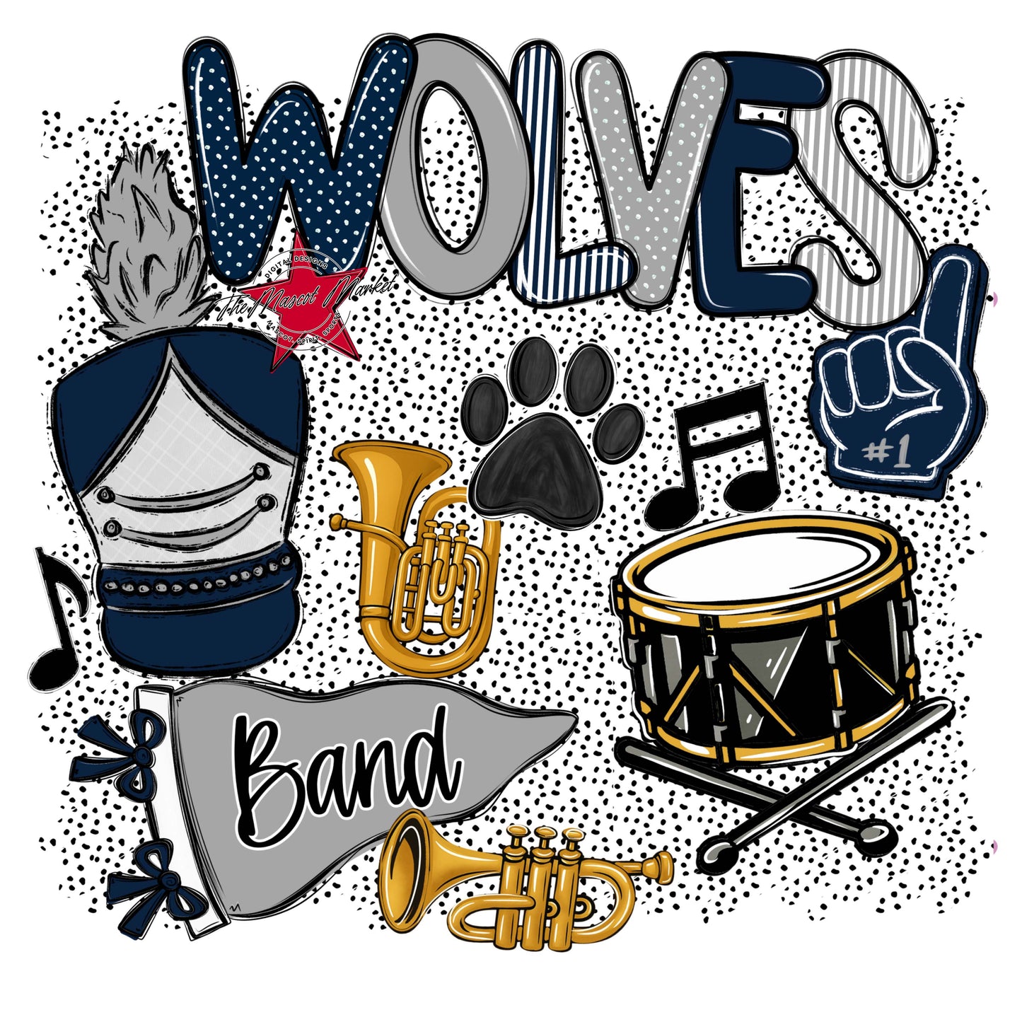 Wolves Band Spirit-Navy & Grey