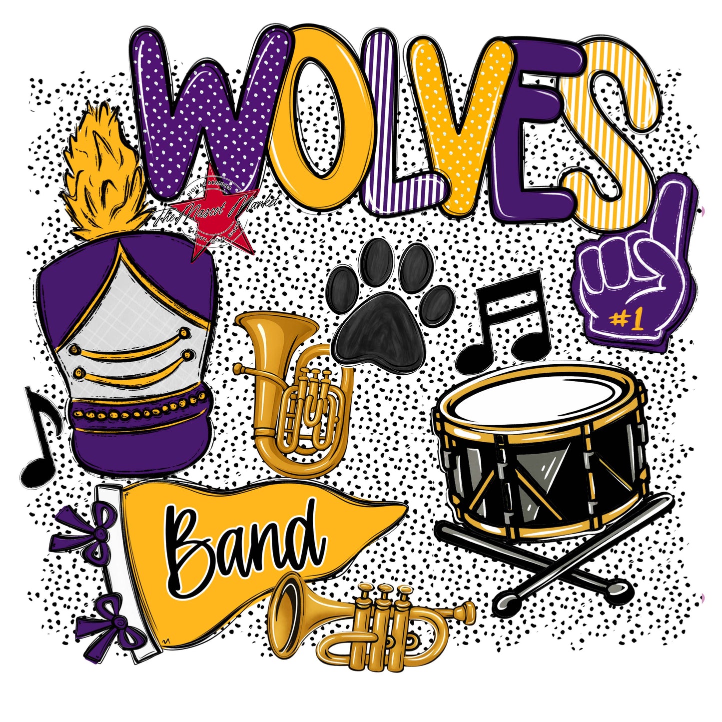 Wolves Band Spirit-Purple & Yellow