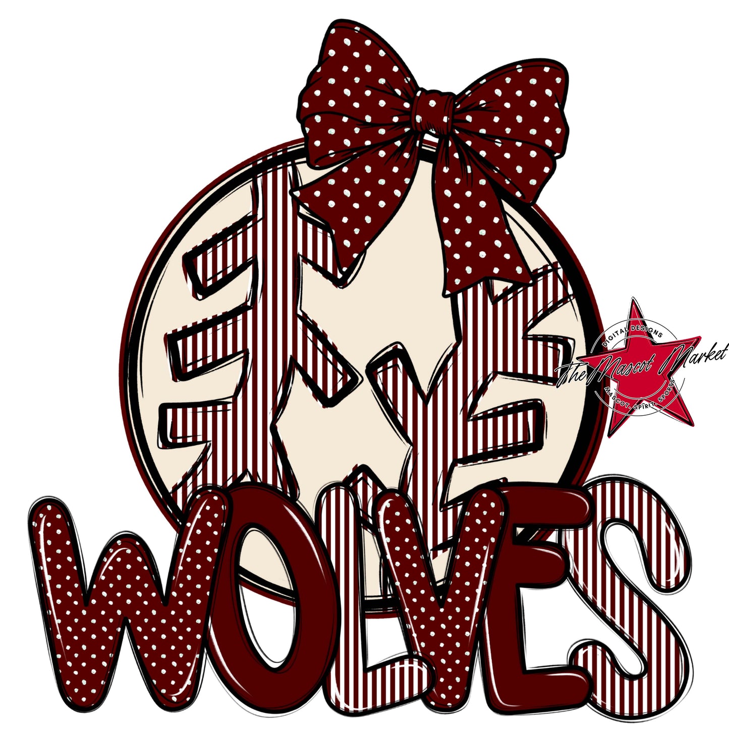 Wolves Baseball-Softball Spirit Design-Maroon