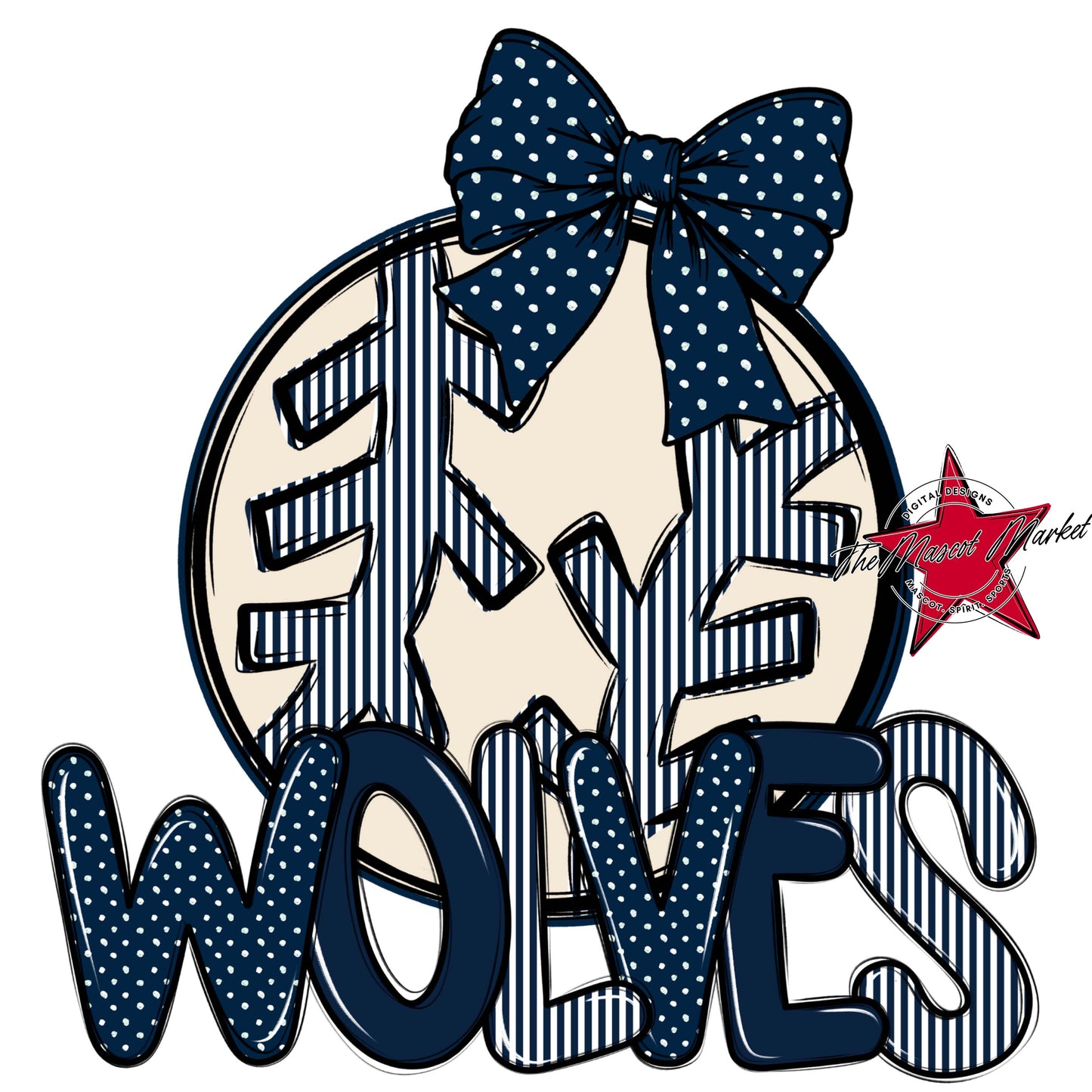 Wolves Baseball-Softball Spirit Design-Navy