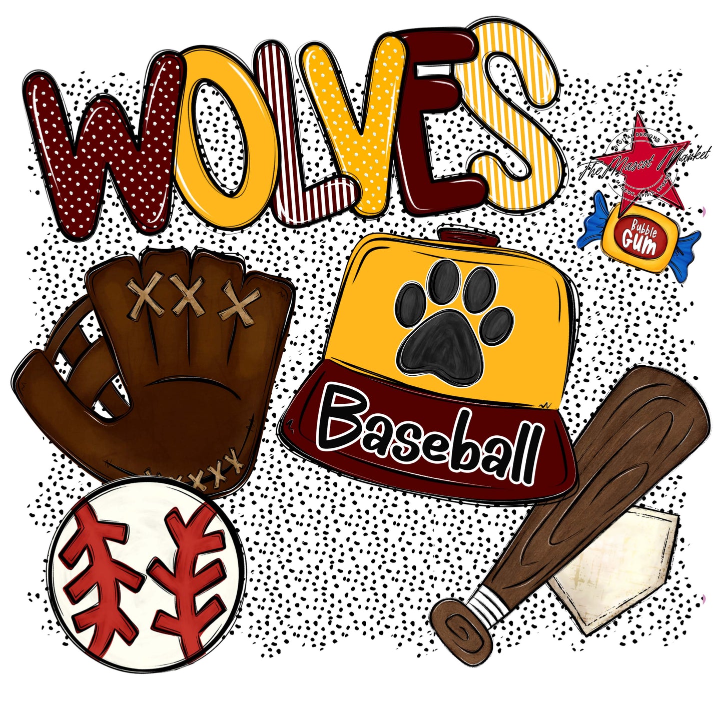 Wolves Baseball Spirit-Maroon & Yellow