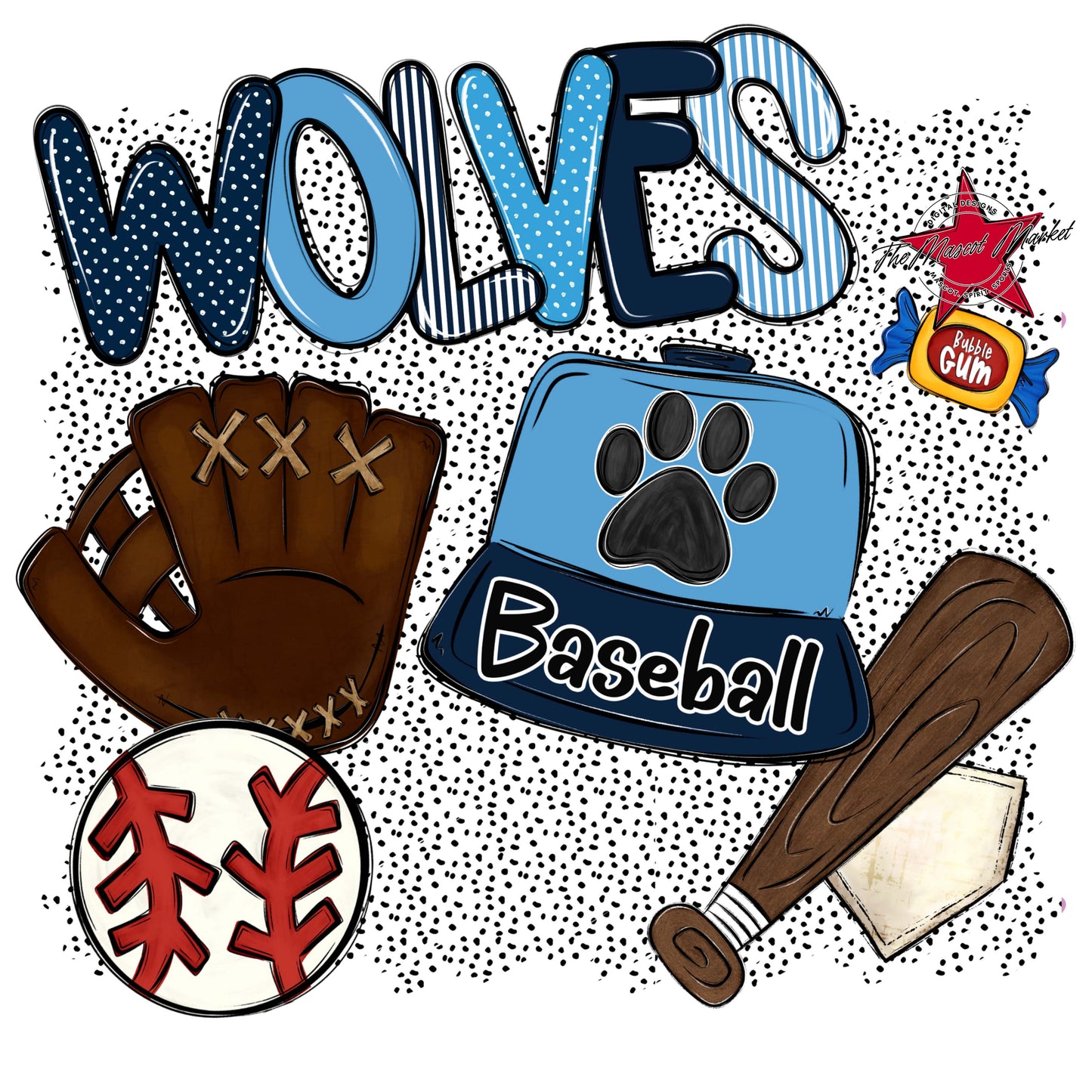 Wolves Baseball Spirit-Navy & Carolina Blue