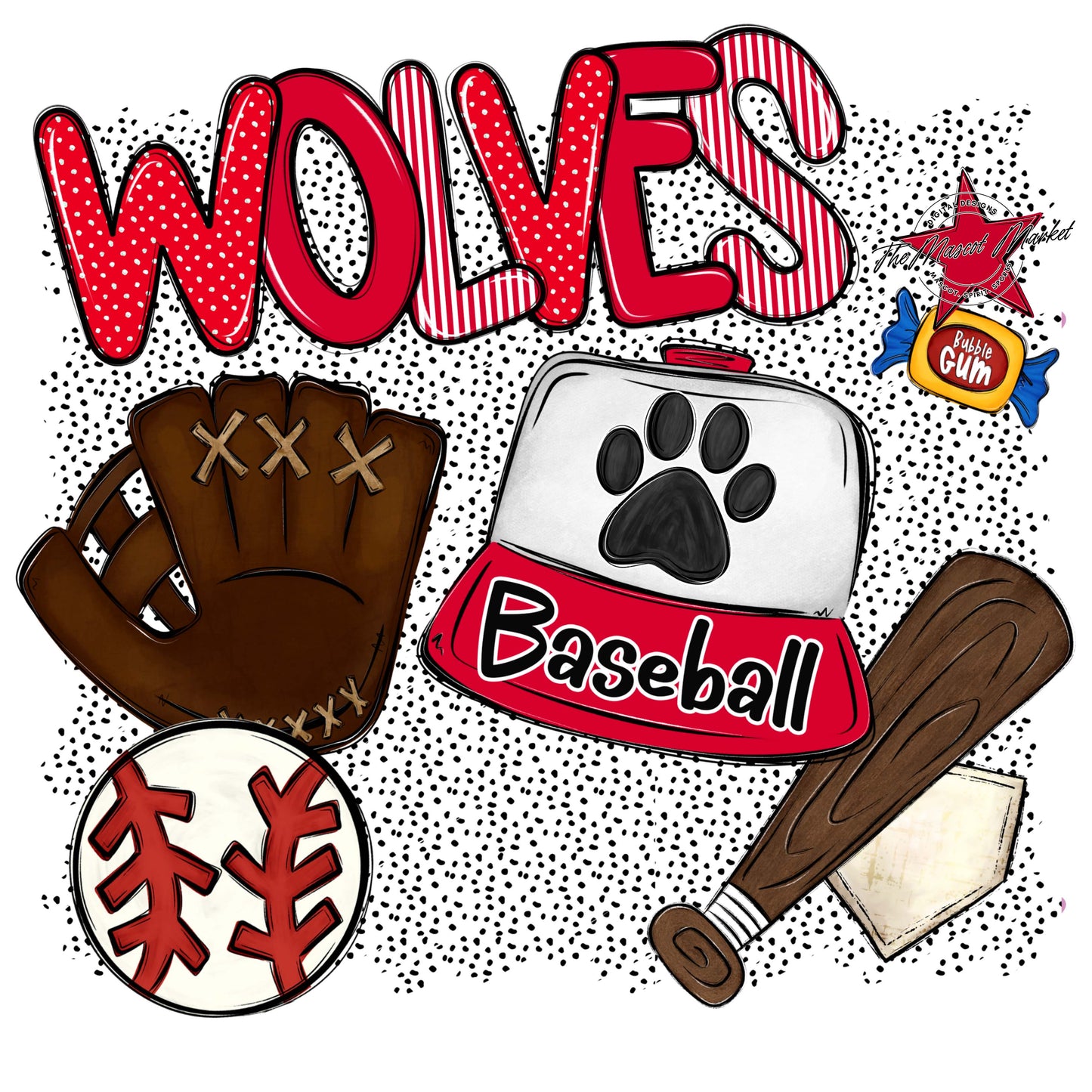 Wolves Baseball Spirit-Red