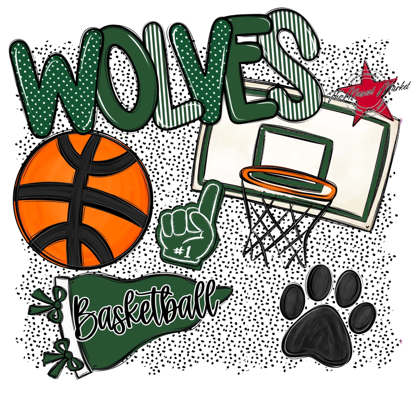 Wolves Basketball Spirit-Green