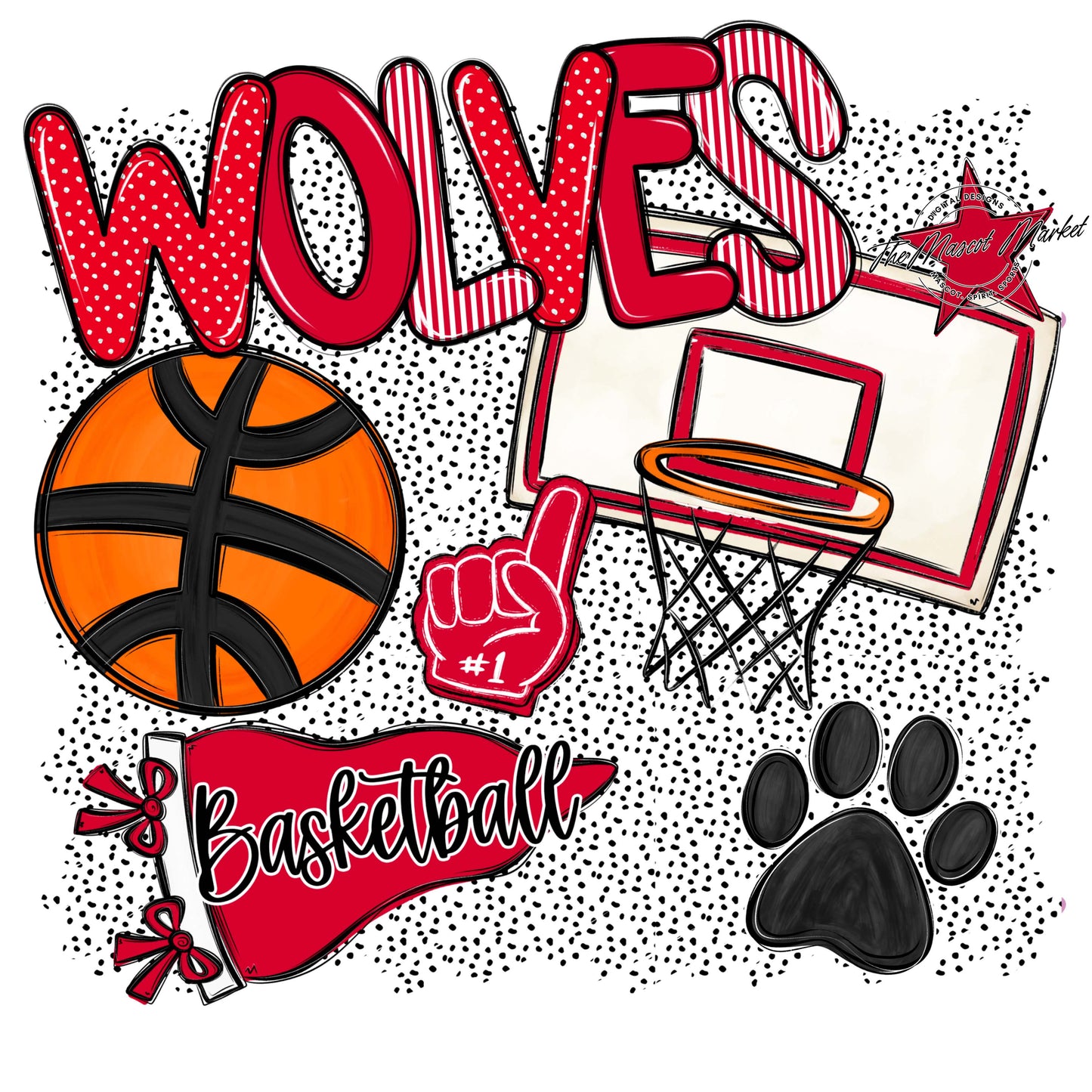 Wolves Basketball Spirit-Red