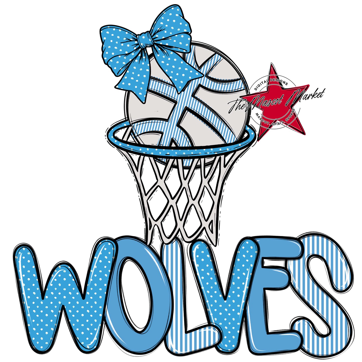 Wolves Basketball Spirit Design-Carolina Blue