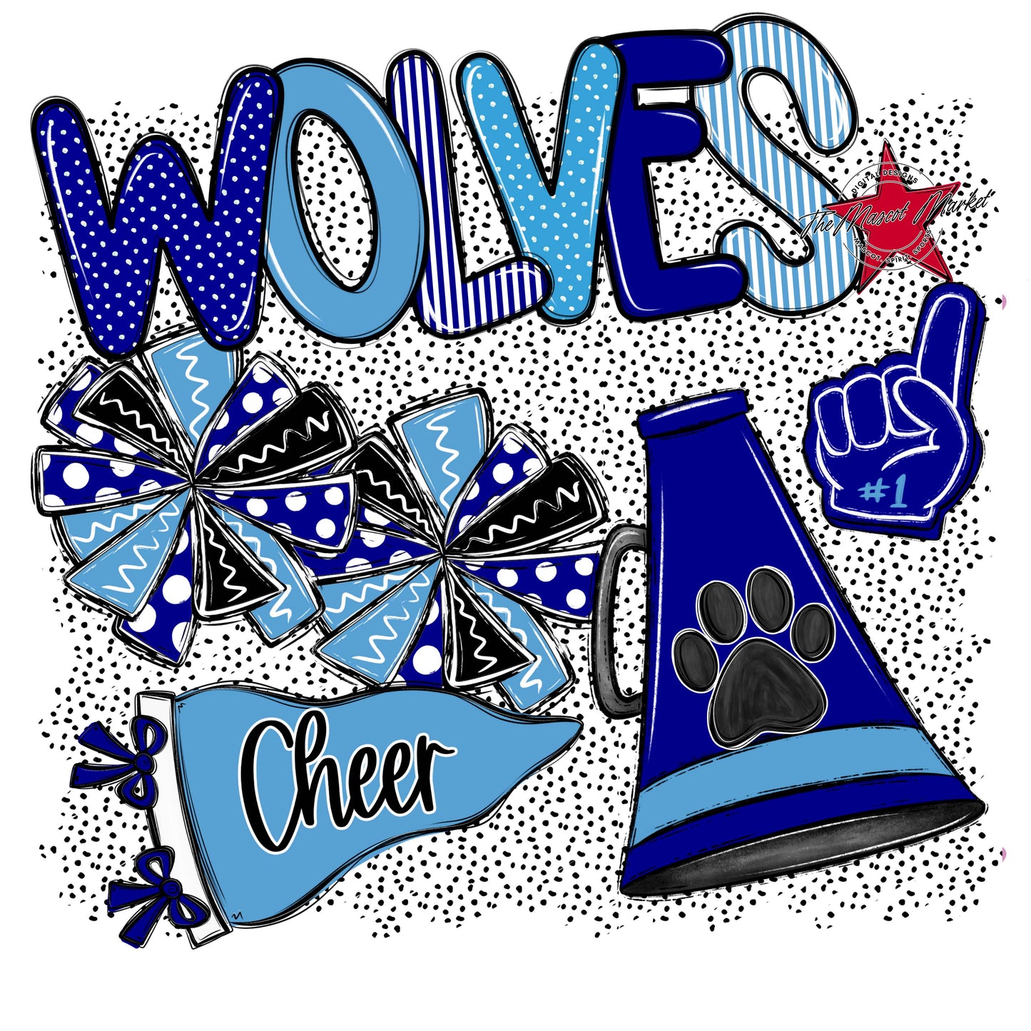 Wolves Cheer Spirit-Blue & Carolina Blue
