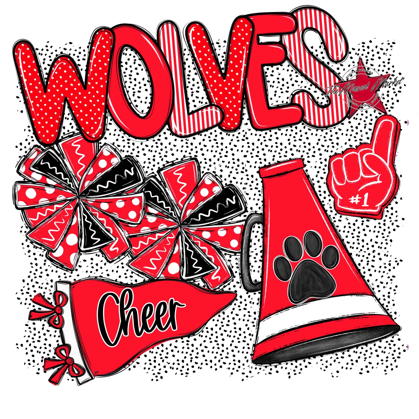 Wolves Cheer Spirit-Bright Red