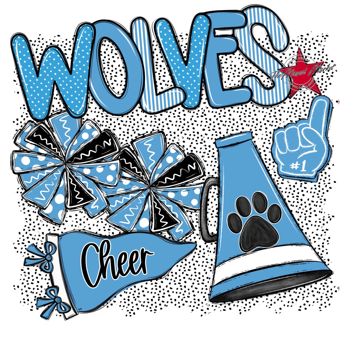 Wolves Cheer Spirit-Carolina Blue