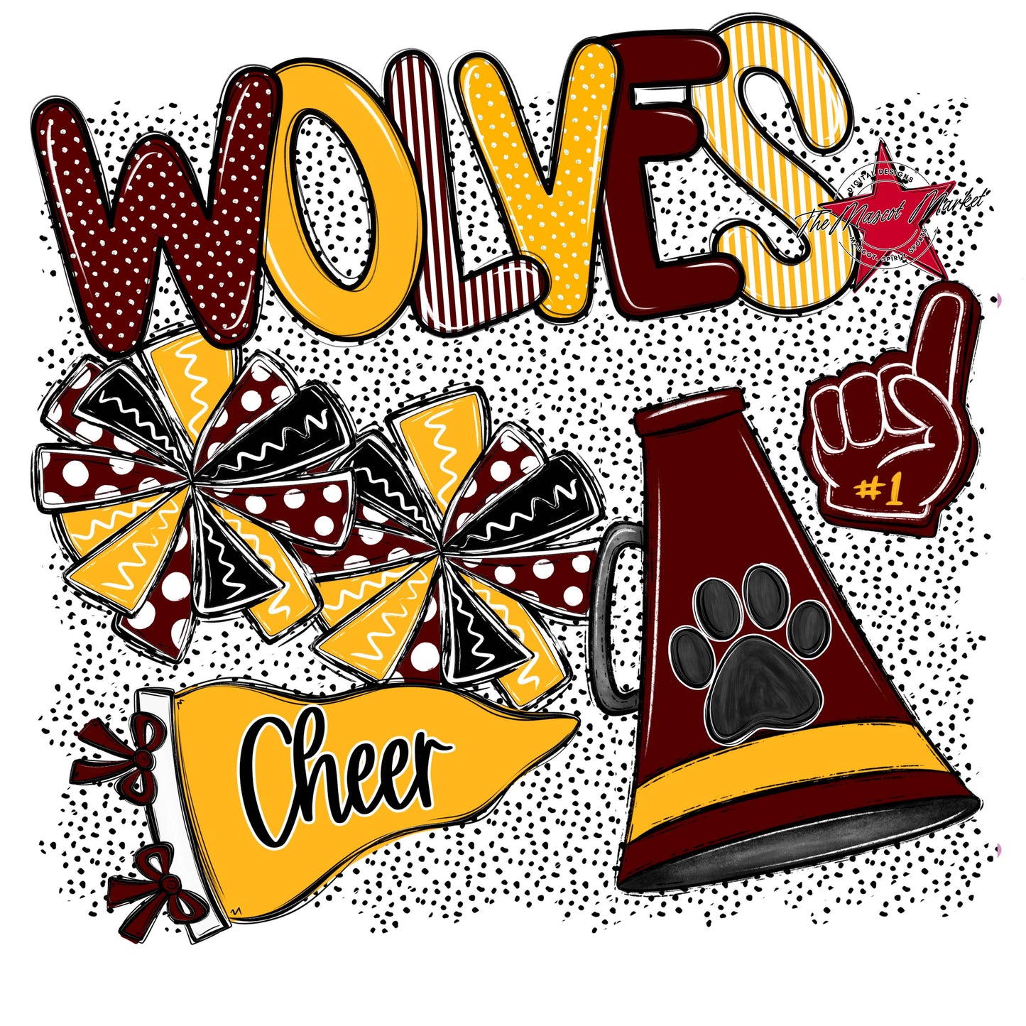 Wolves Cheer Spirit-Maroon & Yellow