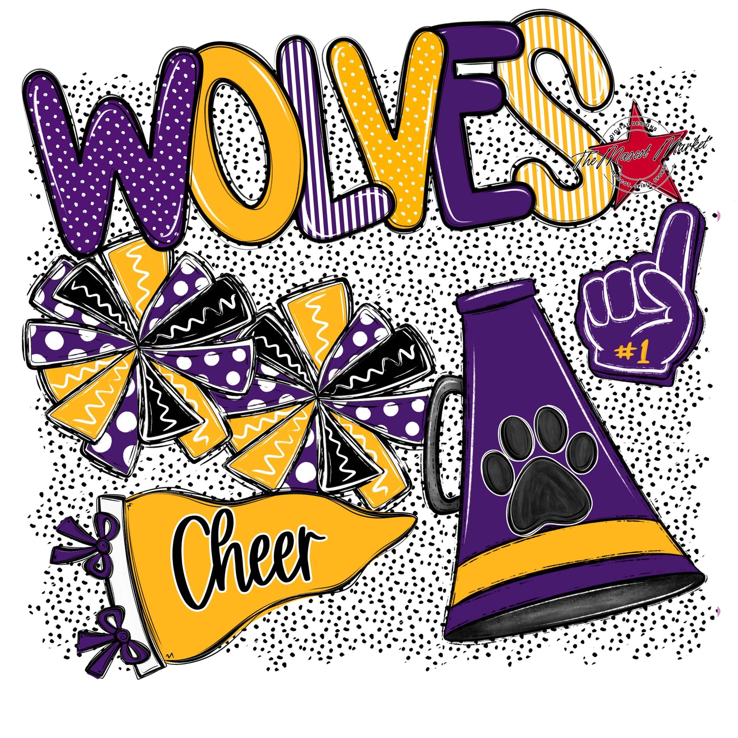 Wolves Cheer Spirit-Purple & Yellow