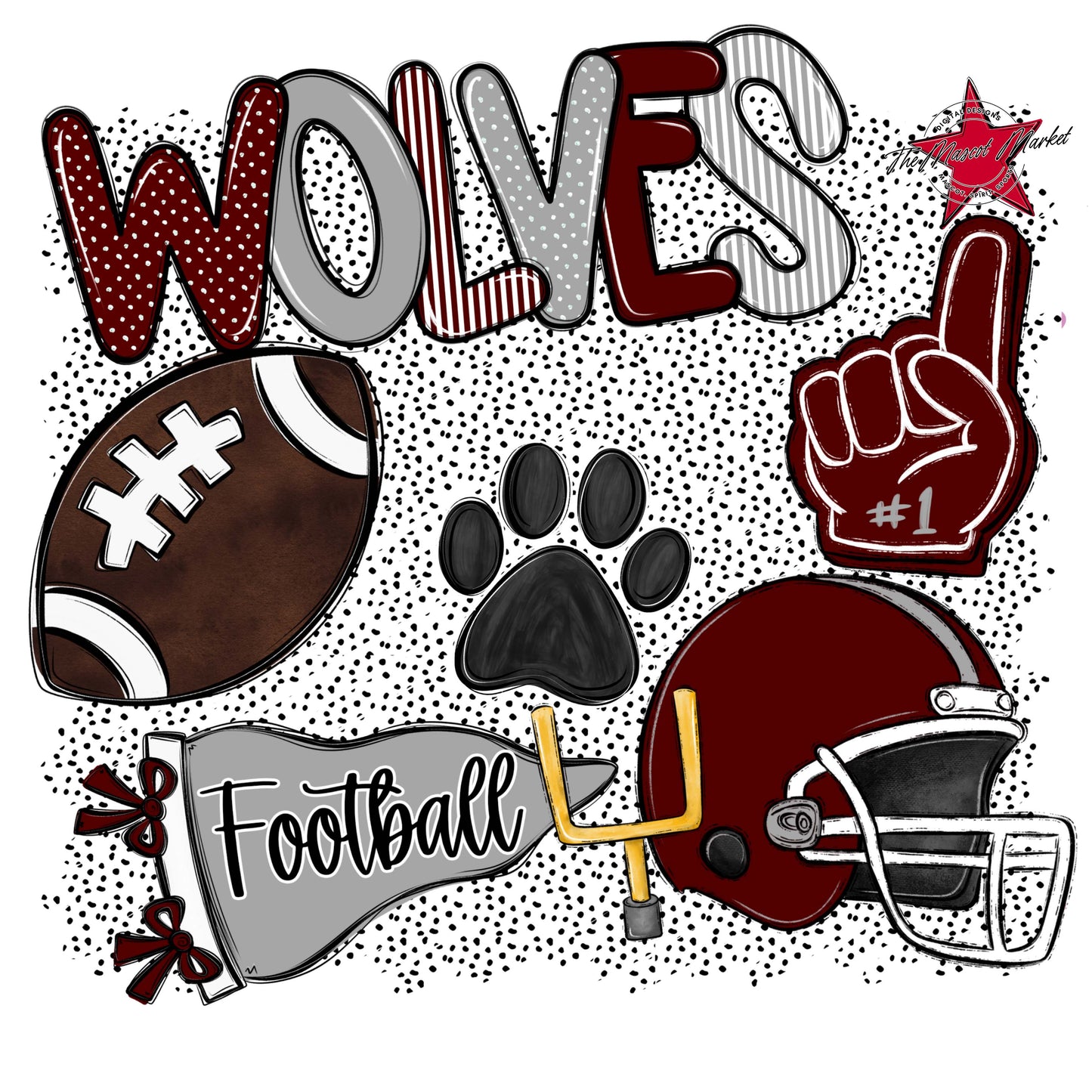Wolves Football Spirit-Maroon & Grey