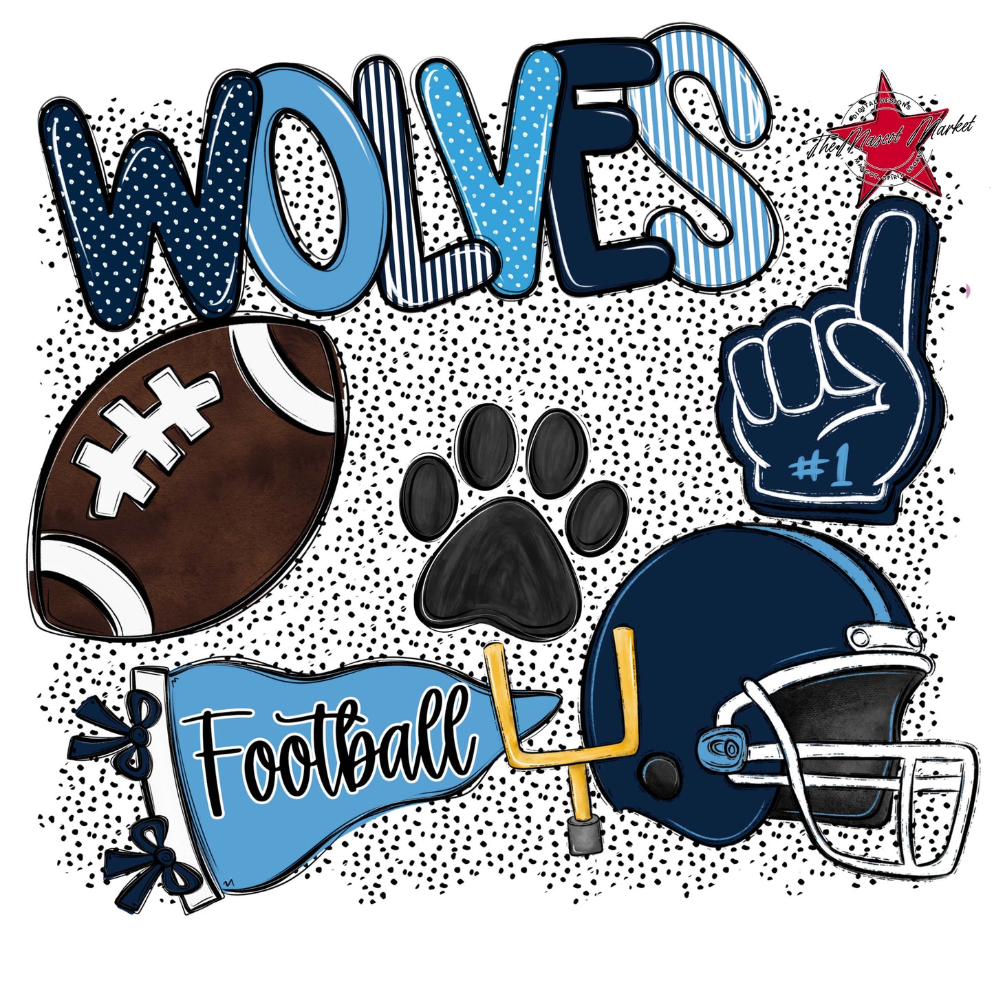 Wolves Football Spirit-Navy & Carolina Blue
