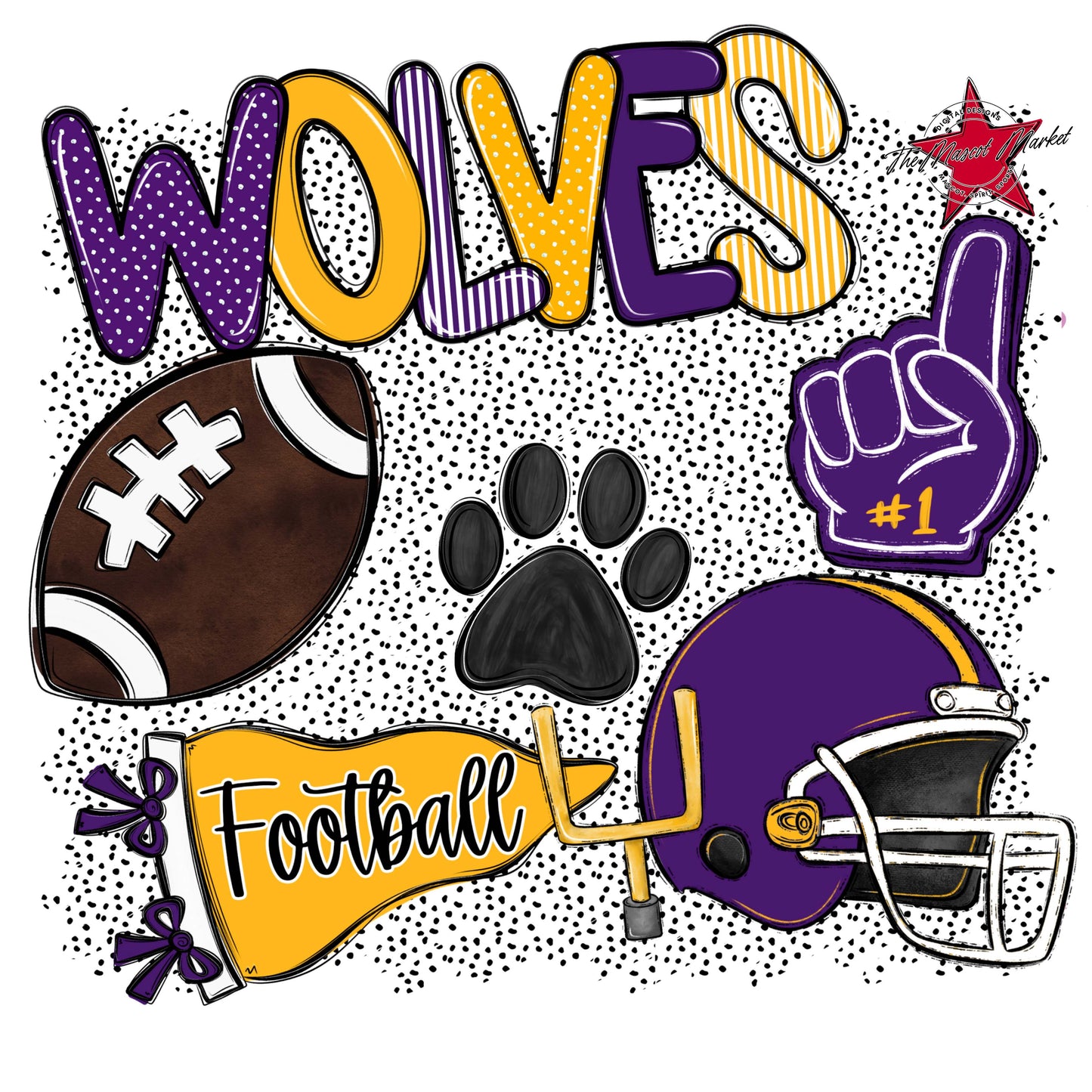 Wolves Football Spirit-Purple & Yellow