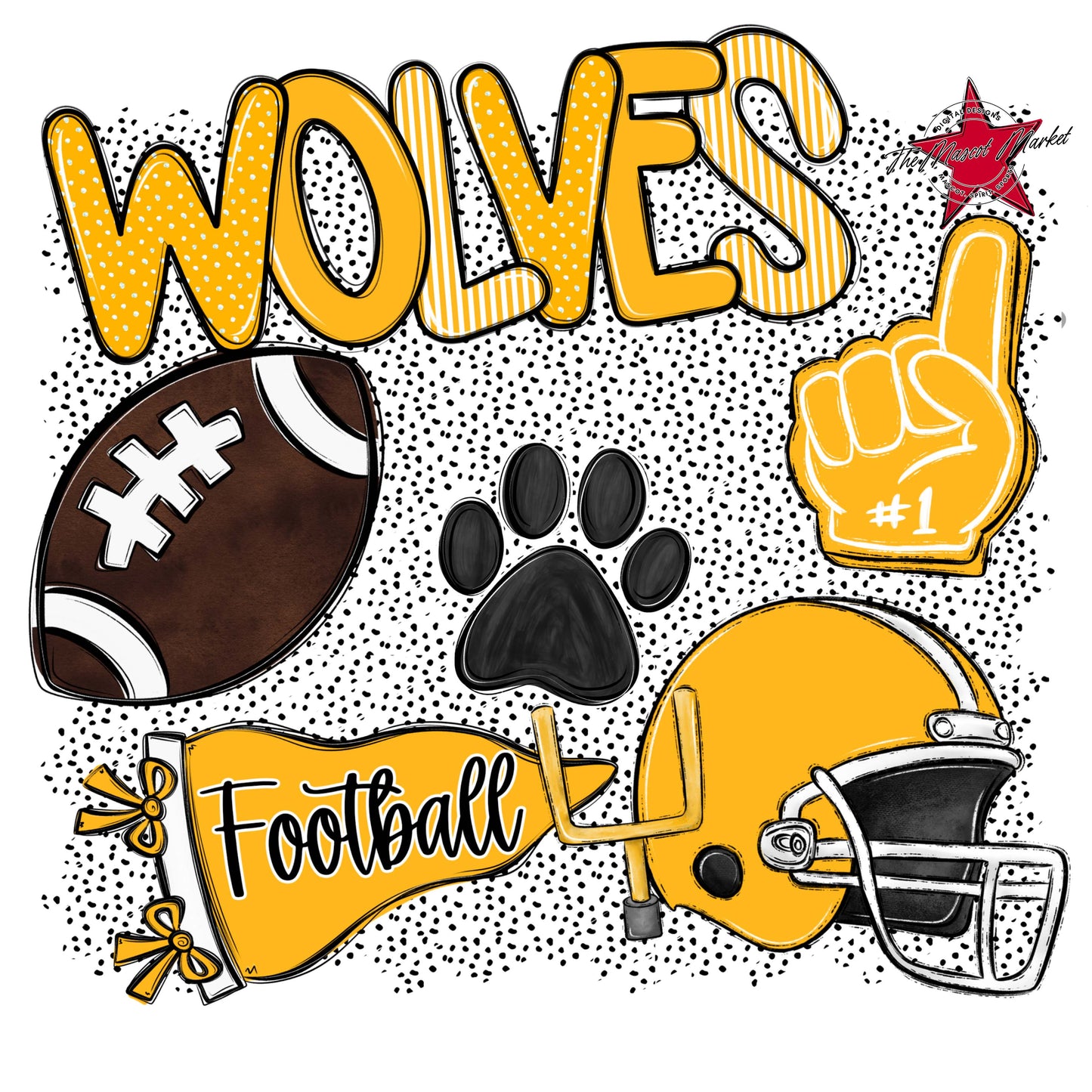 Wolves Football Spirit-Yellow