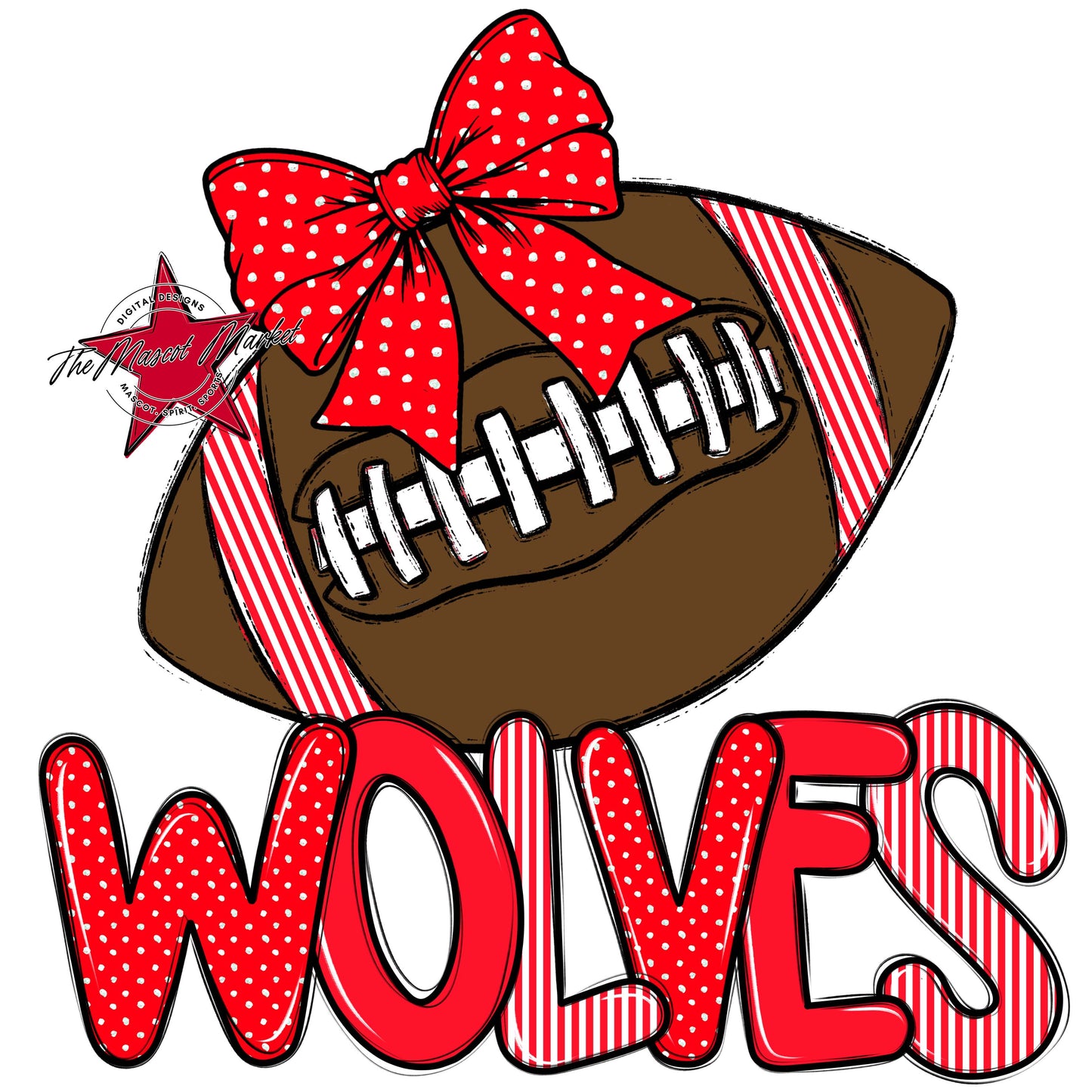 Wolves Football Spirit Design-Bright Red